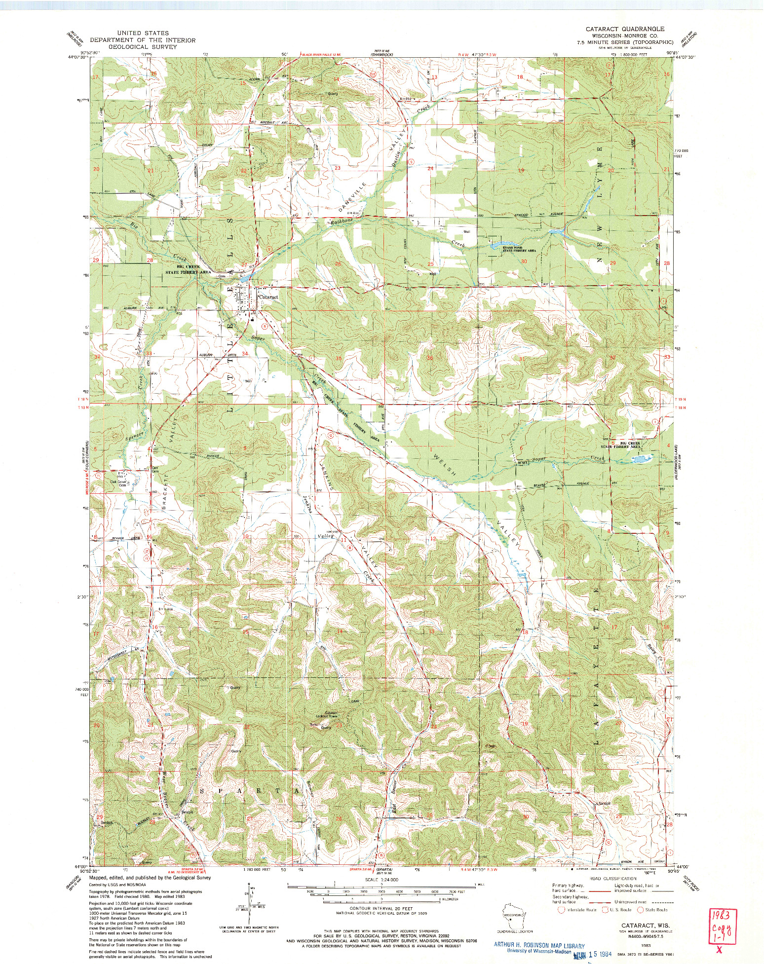 USGS 1:24000-SCALE QUADRANGLE FOR CATARACT, WI 1983
