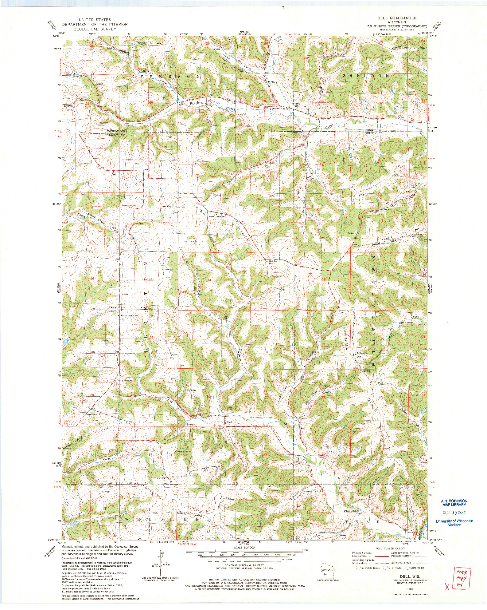 USGS 1:24000-SCALE QUADRANGLE FOR DELL, WI 1983