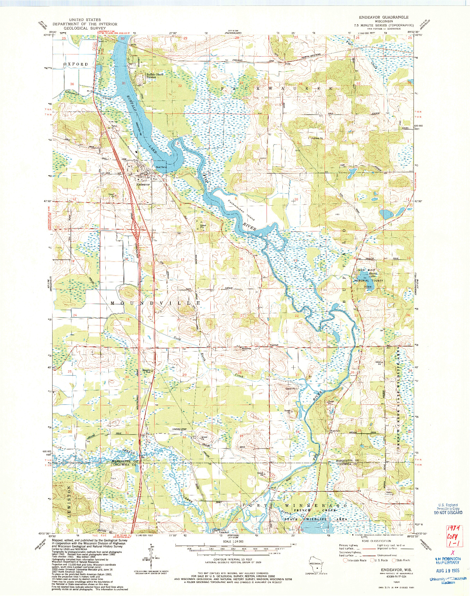 USGS 1:24000-SCALE QUADRANGLE FOR ENDEAVOR, WI 1984