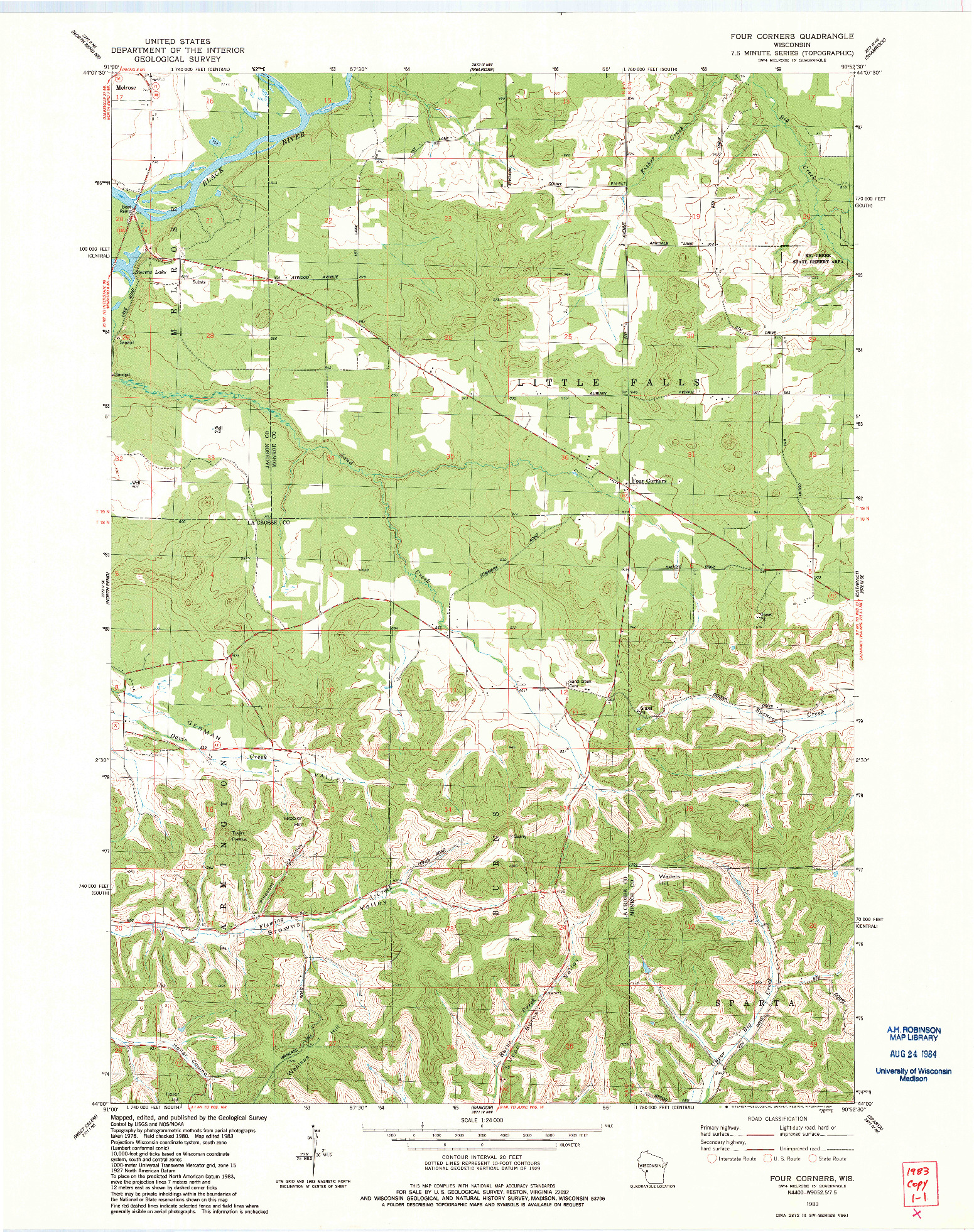 USGS 1:24000-SCALE QUADRANGLE FOR FOUR CORNERS, WI 1983