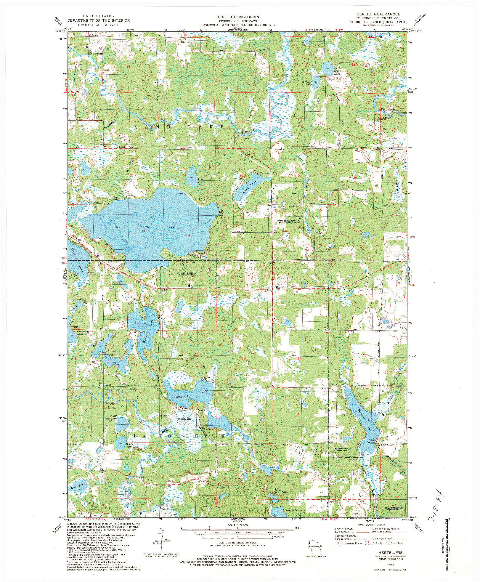 USGS 1:24000-SCALE QUADRANGLE FOR HERTEL, WI 1982