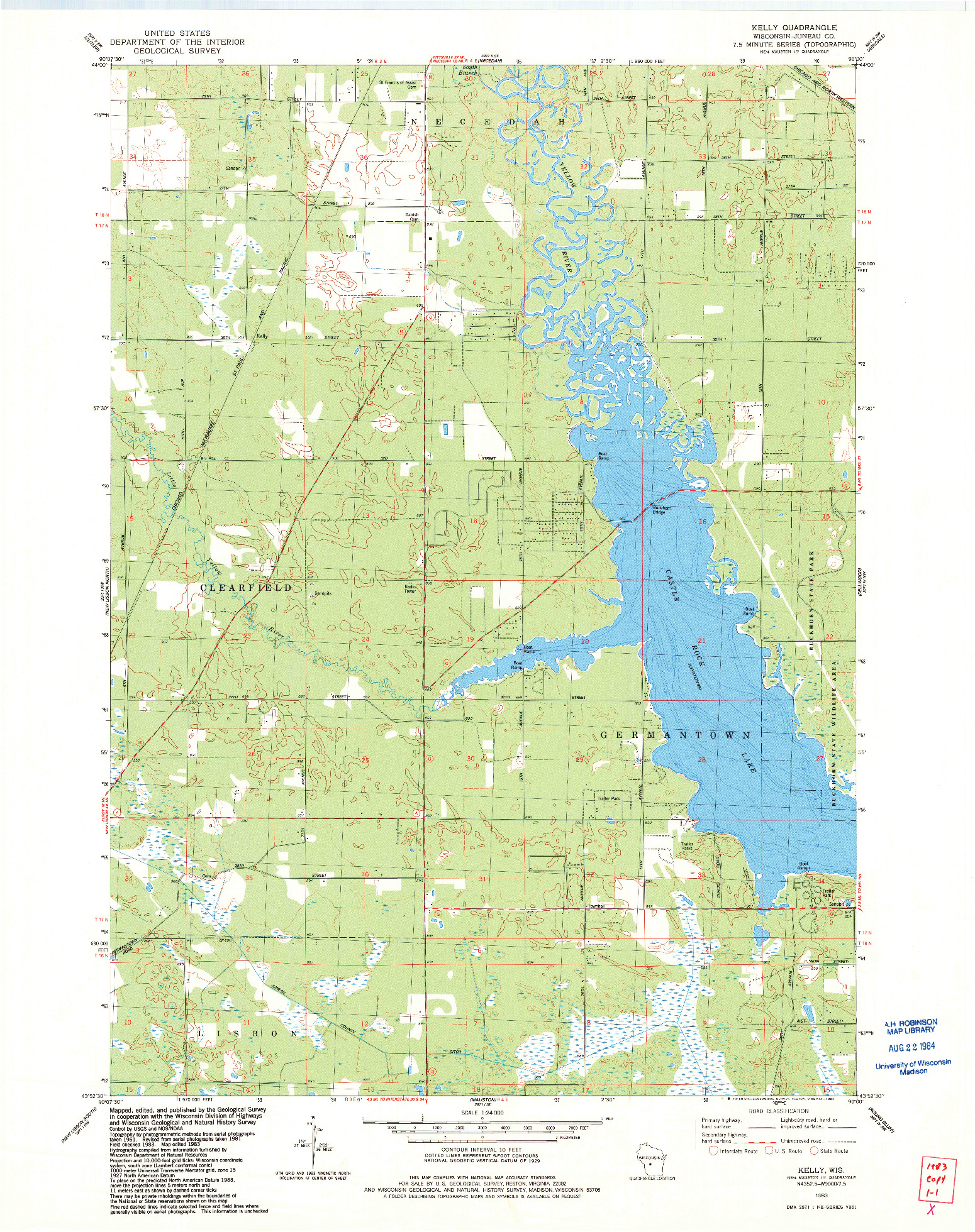 USGS 1:24000-SCALE QUADRANGLE FOR KELLY, WI 1983