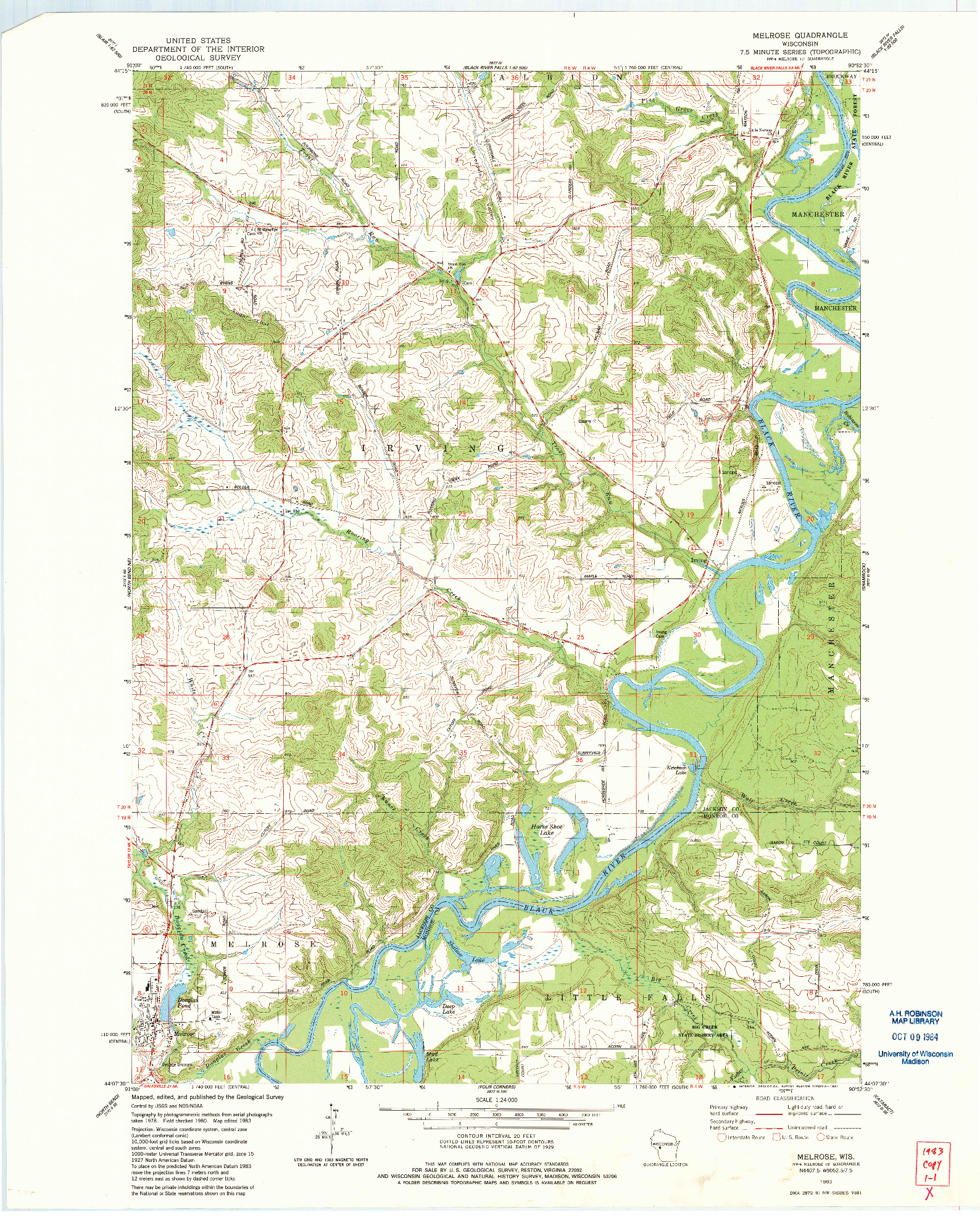 USGS 1:24000-SCALE QUADRANGLE FOR MELROSE, WI 1983