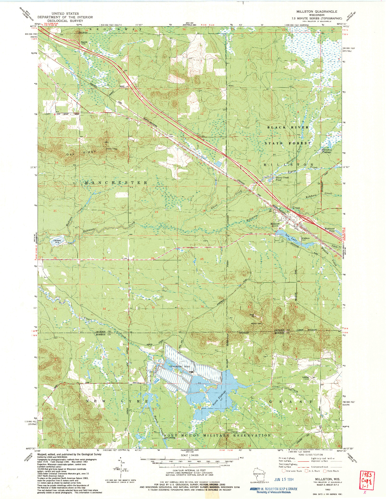 USGS 1:24000-SCALE QUADRANGLE FOR MILLSTON, WI 1983