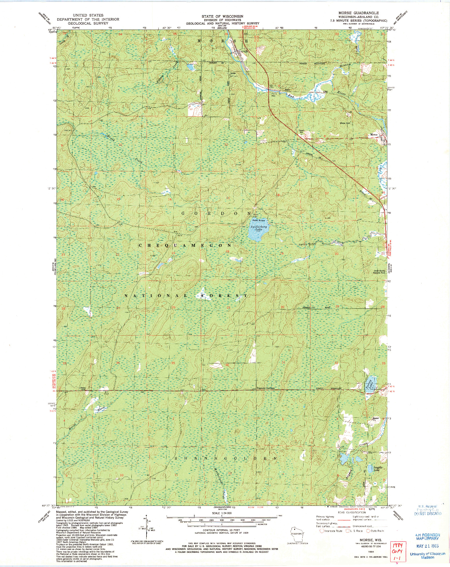 USGS 1:24000-SCALE QUADRANGLE FOR MORSE, WI 1984