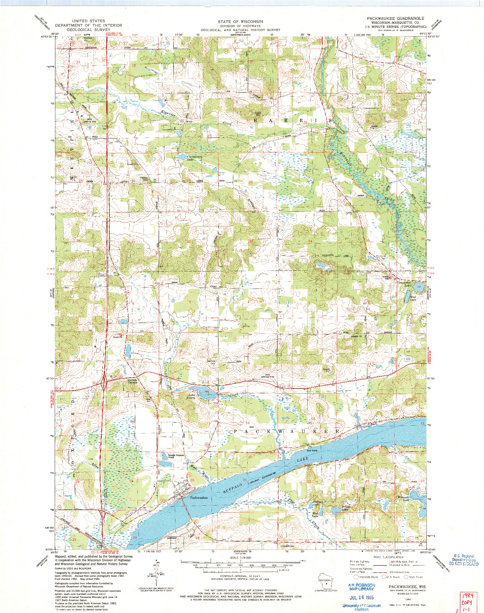 USGS 1:24000-SCALE QUADRANGLE FOR PACKWAUKEE, WI 1984