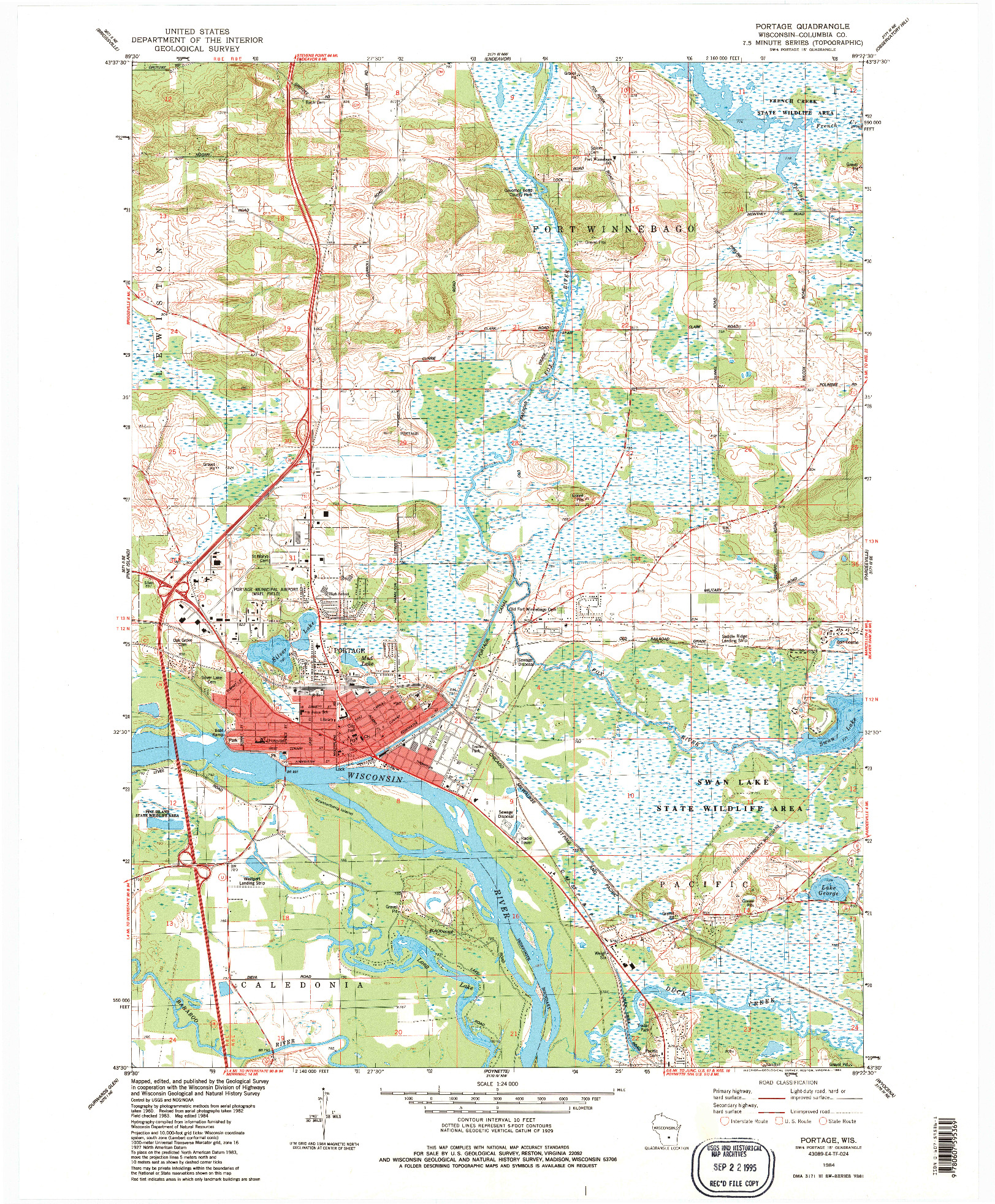 USGS 1:24000-SCALE QUADRANGLE FOR PORTAGE, WI 1984