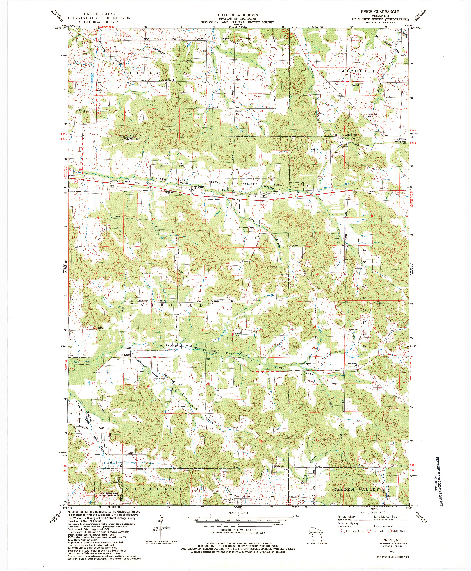 USGS 1:24000-SCALE QUADRANGLE FOR PRICE, WI 1984