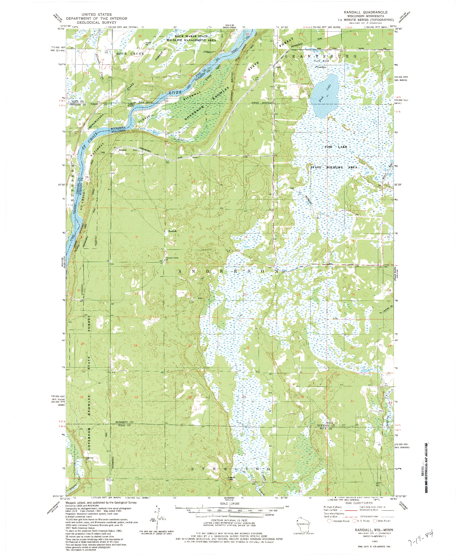 USGS 1:24000-SCALE QUADRANGLE FOR RANDALL, WI 1983