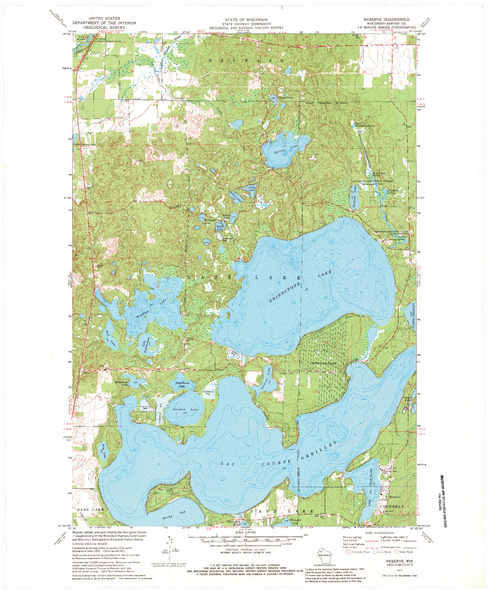 USGS 1:24000-SCALE QUADRANGLE FOR RESERVE, WI 1971