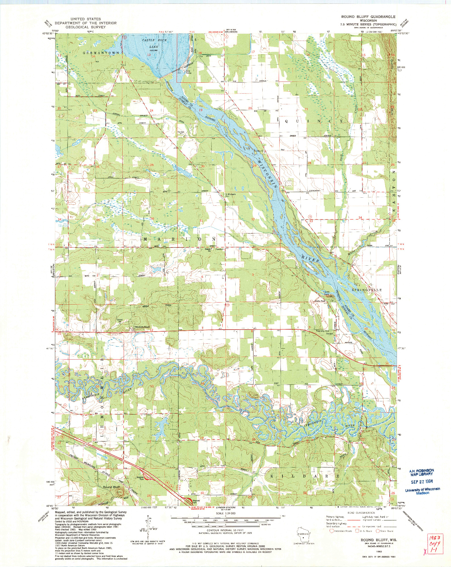 USGS 1:24000-SCALE QUADRANGLE FOR ROUND BLUFF, WI 1983