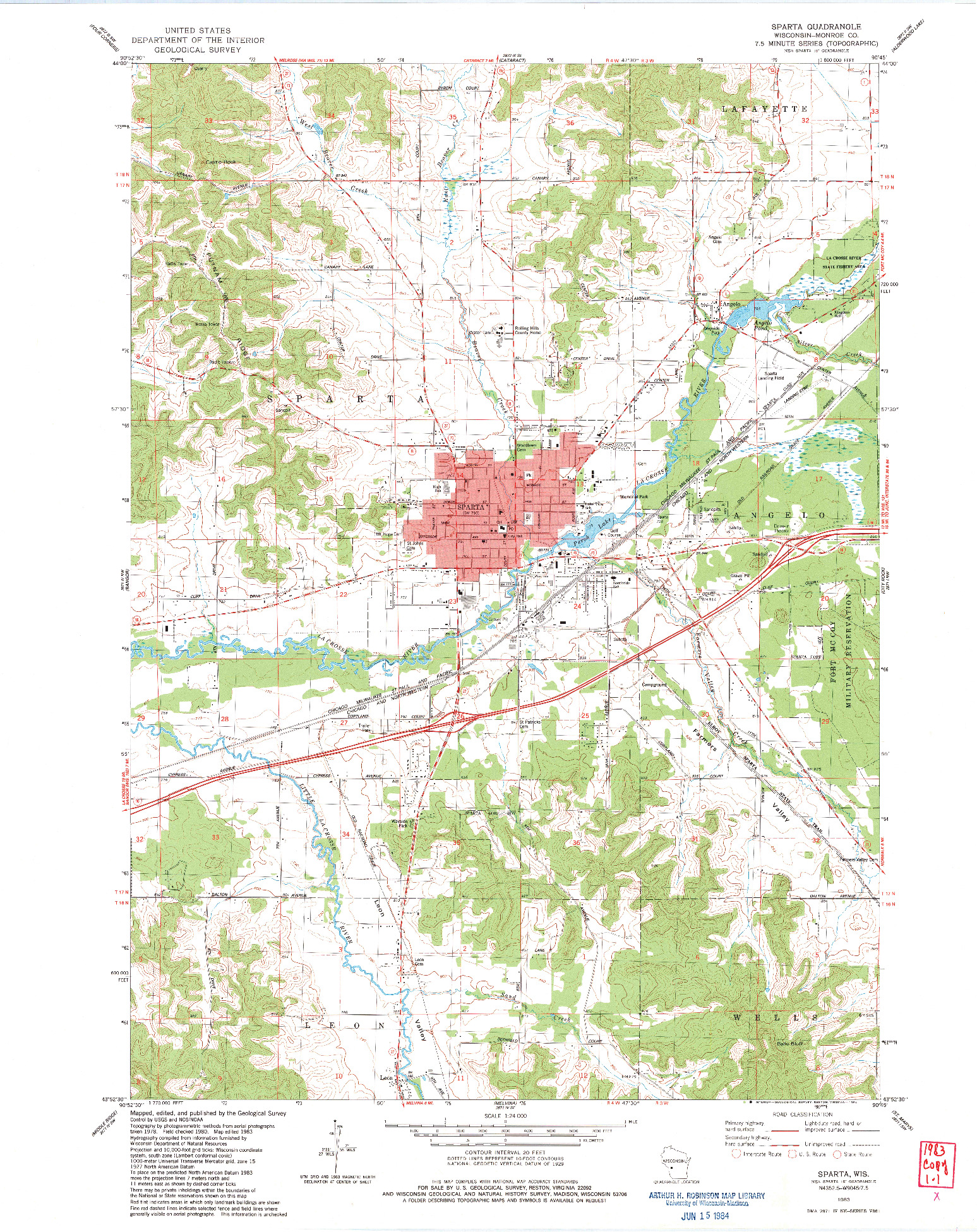 USGS 1:24000-SCALE QUADRANGLE FOR SPARTA, WI 1983