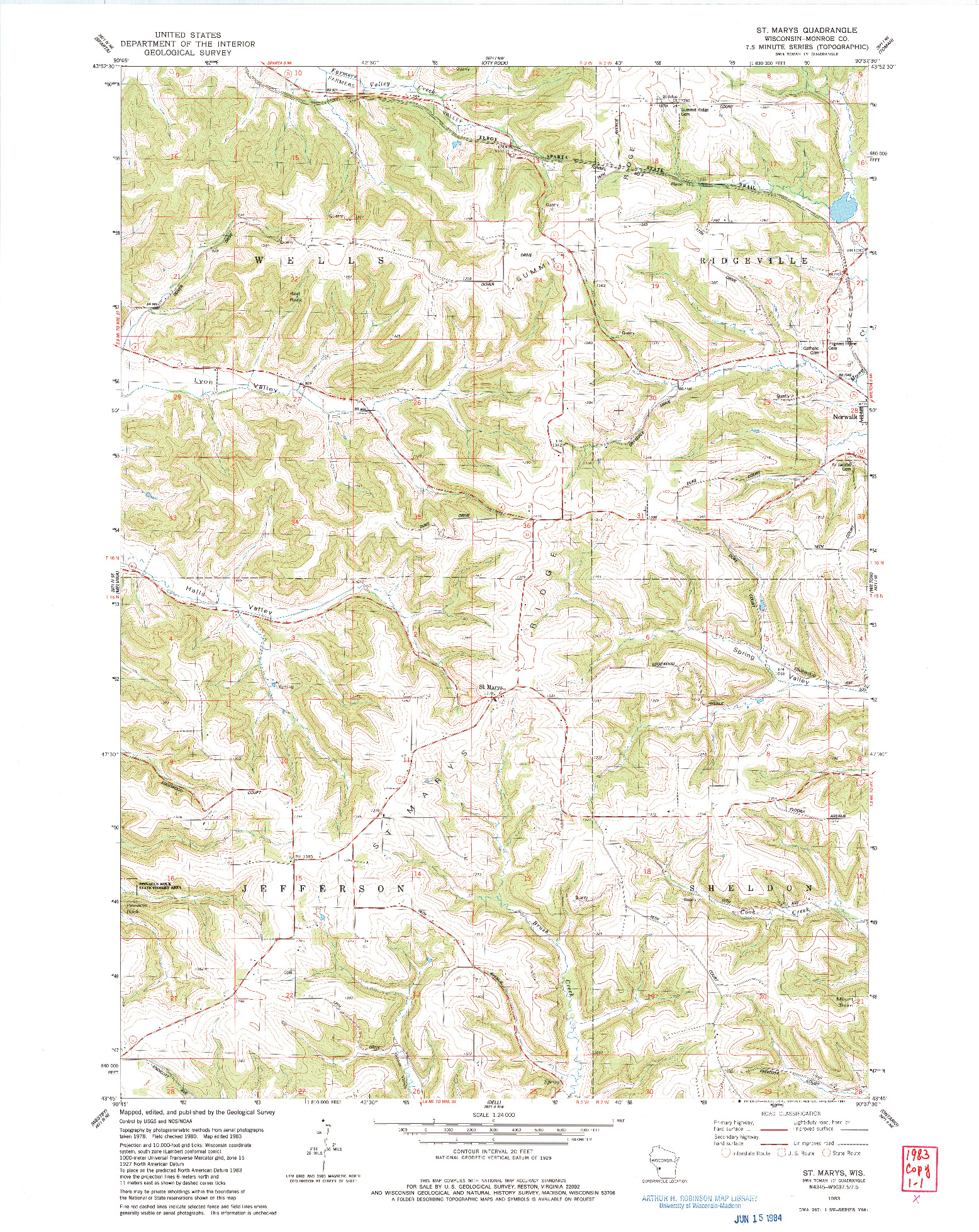 USGS 1:24000-SCALE QUADRANGLE FOR ST. MARYS, WI 1983