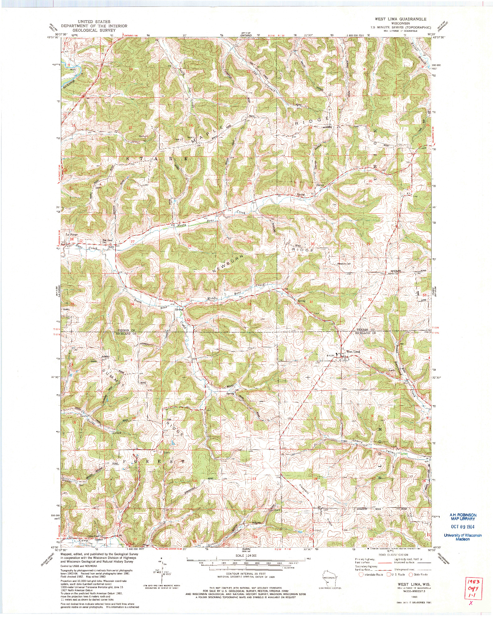USGS 1:24000-SCALE QUADRANGLE FOR WEST LIMA, WI 1983