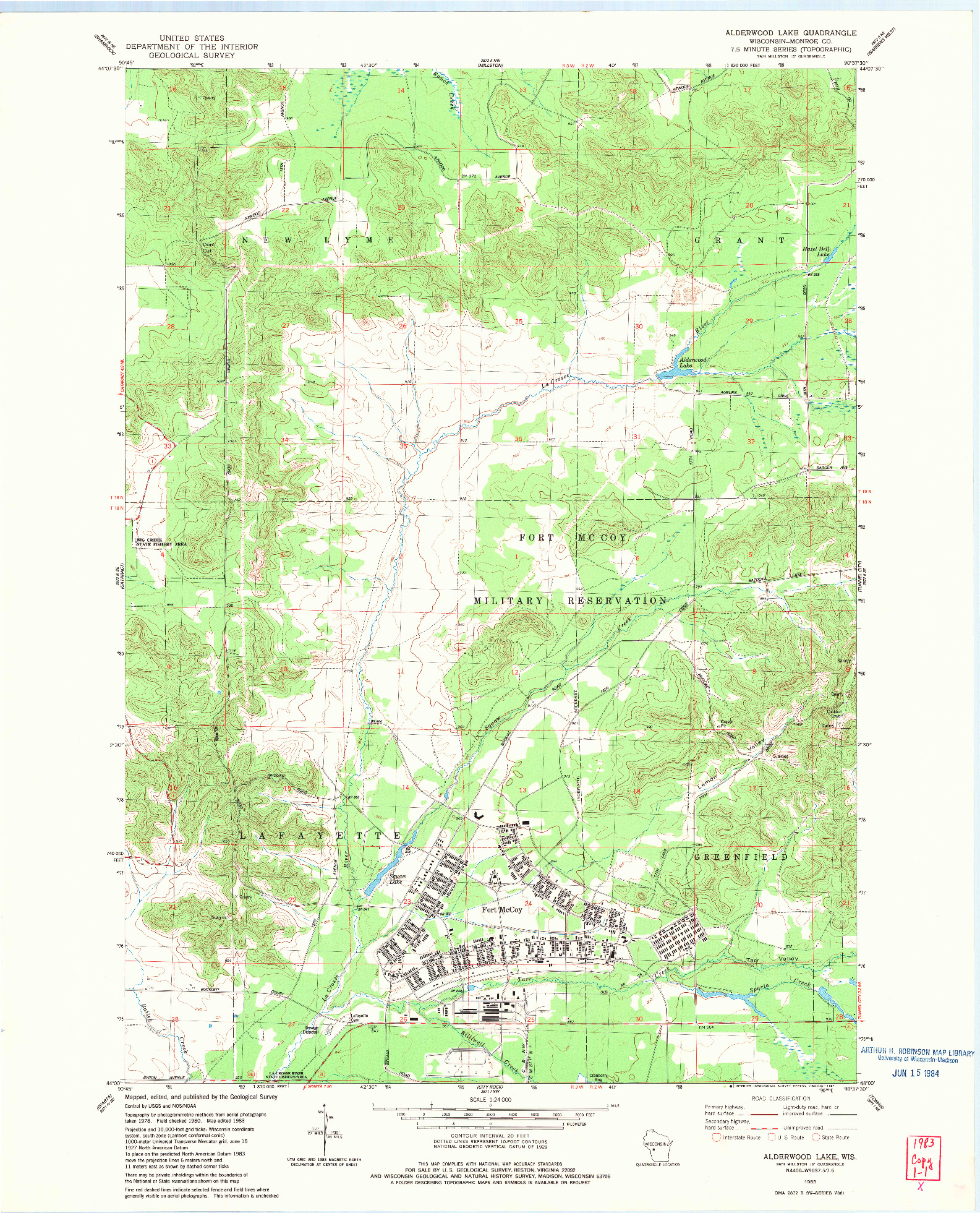 USGS 1:24000-SCALE QUADRANGLE FOR ALDERWOOD LAKE, WI 1983