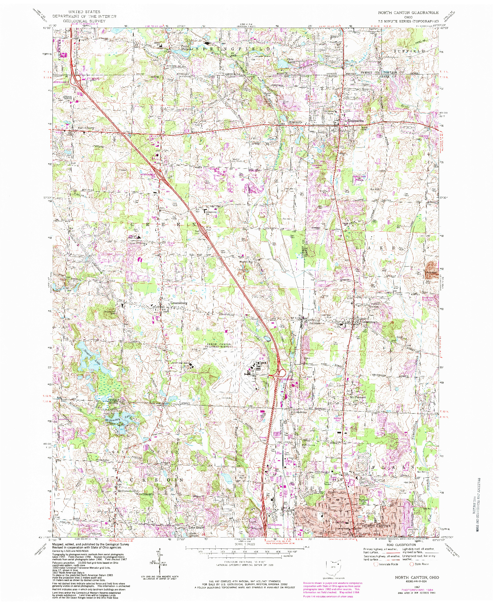 USGS 1:24000-SCALE QUADRANGLE FOR NORTH CANTON, OH 1967