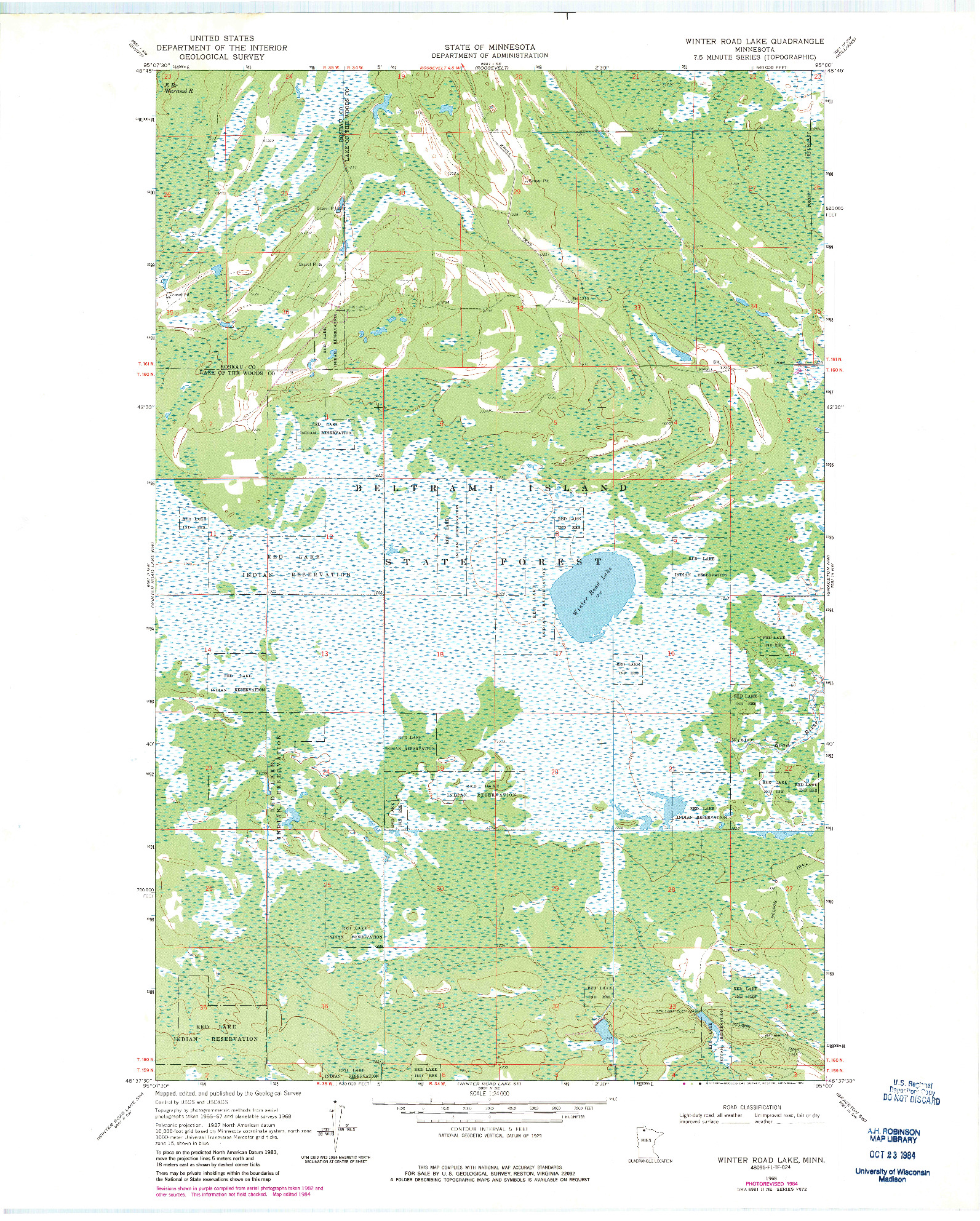 USGS 1:24000-SCALE QUADRANGLE FOR WINTER ROAD LAKE, MN 1968