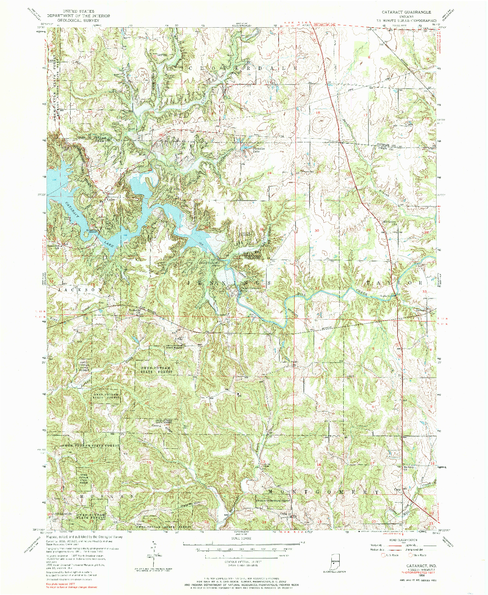 USGS 1:24000-SCALE QUADRANGLE FOR CATARACT, IN 1956