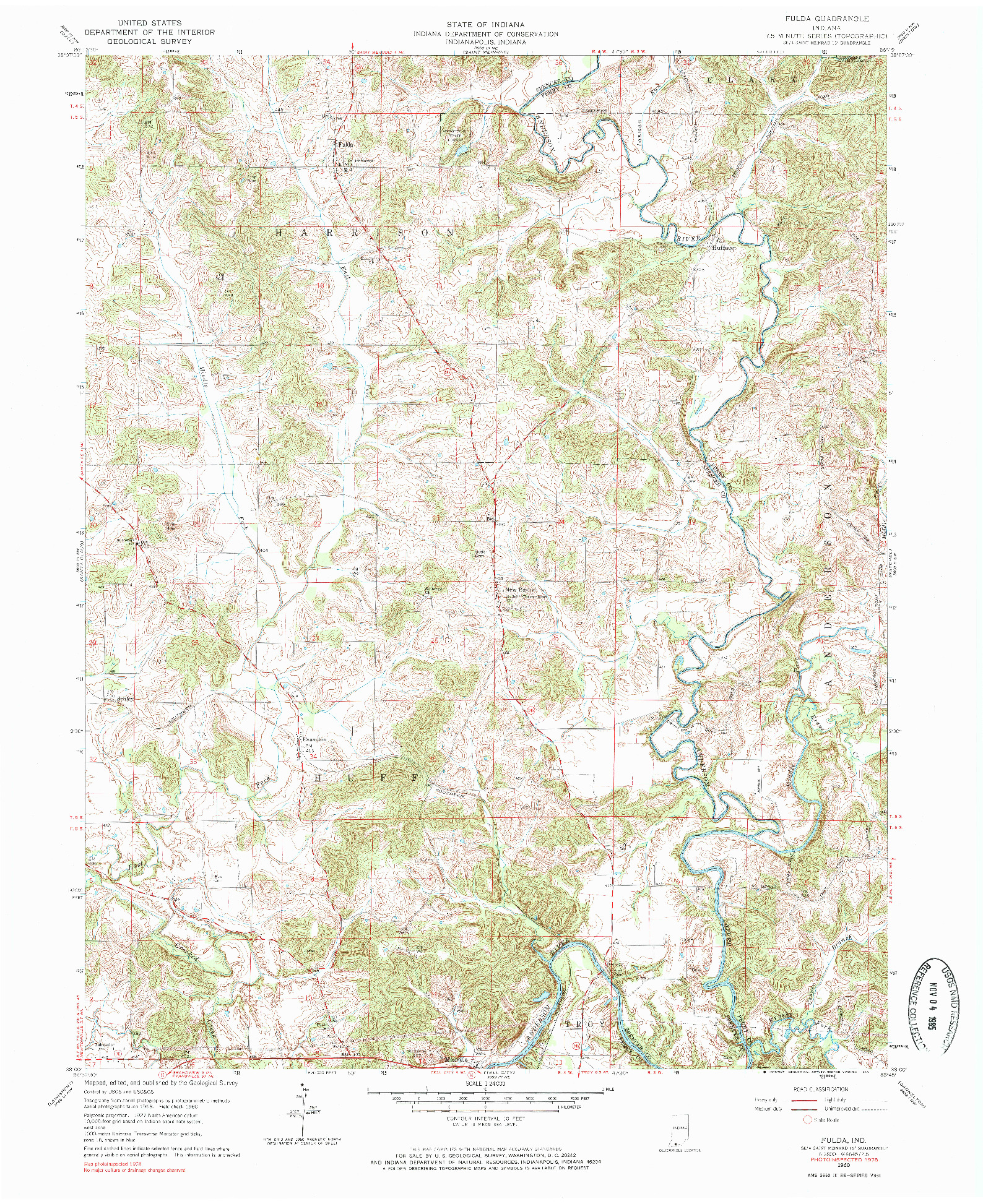 USGS 1:24000-SCALE QUADRANGLE FOR FULDA, IN 1960