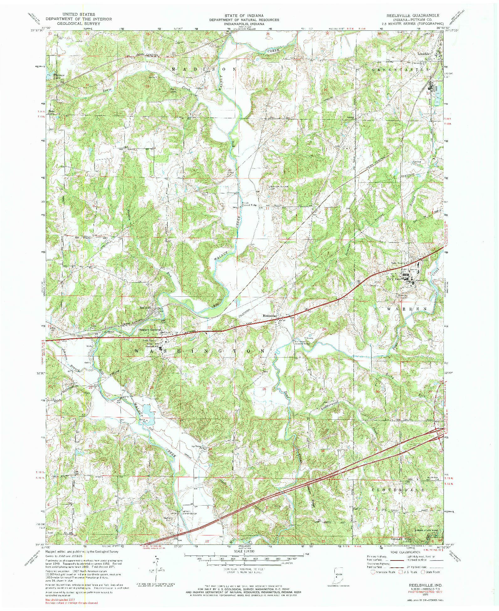 USGS 1:24000-SCALE QUADRANGLE FOR REELSVILLE, IN 1971