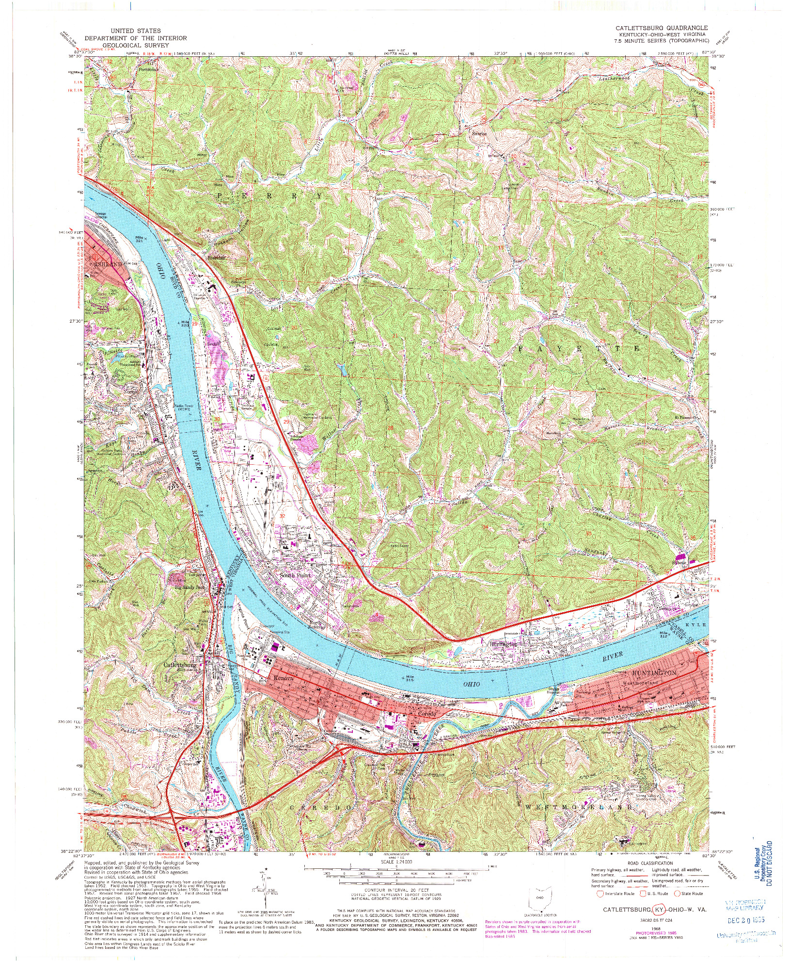 USGS 1:24000-SCALE QUADRANGLE FOR CATLETTSBURG, KY 1968