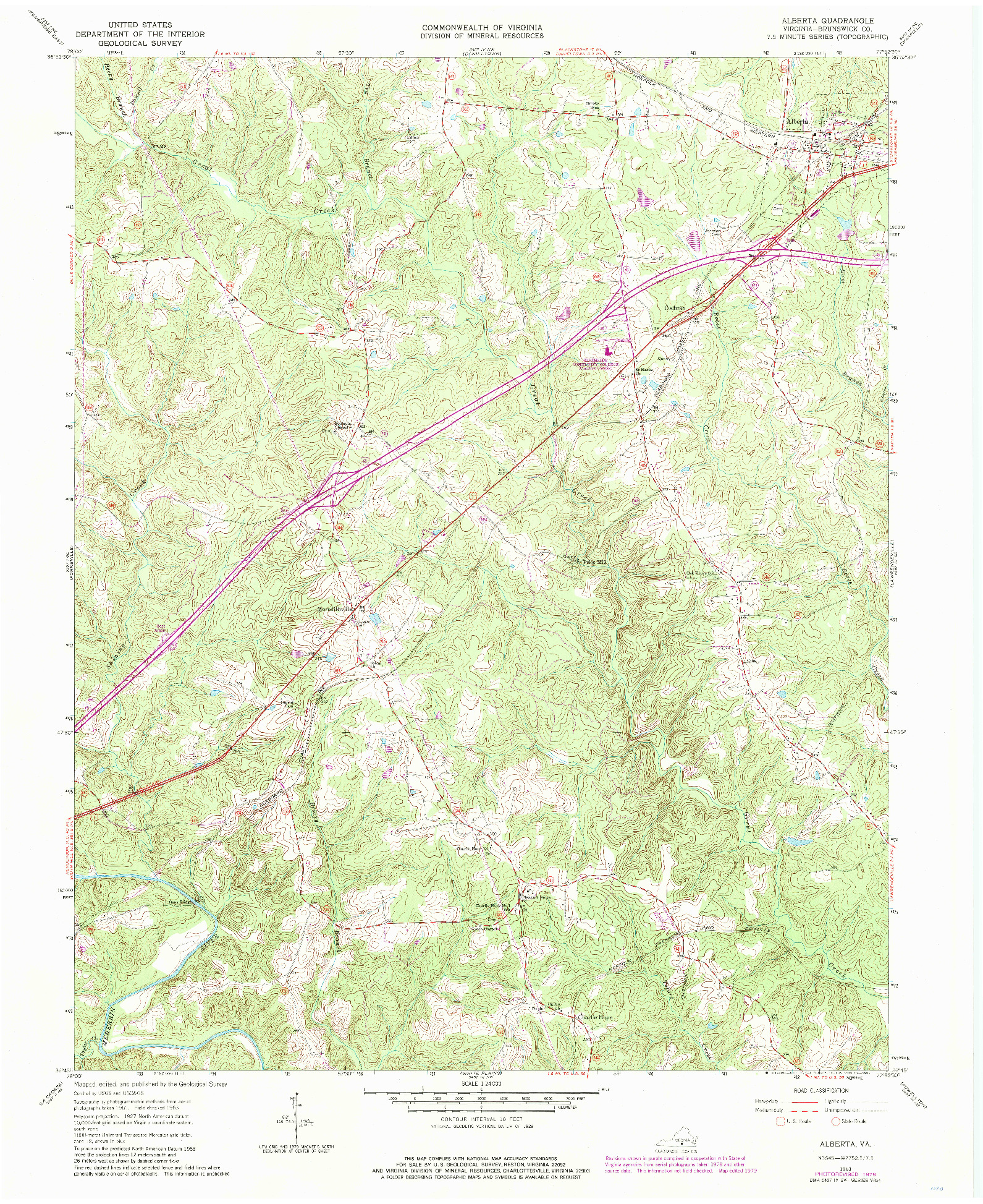 USGS 1:24000-SCALE QUADRANGLE FOR ALBERTA, VA 1963