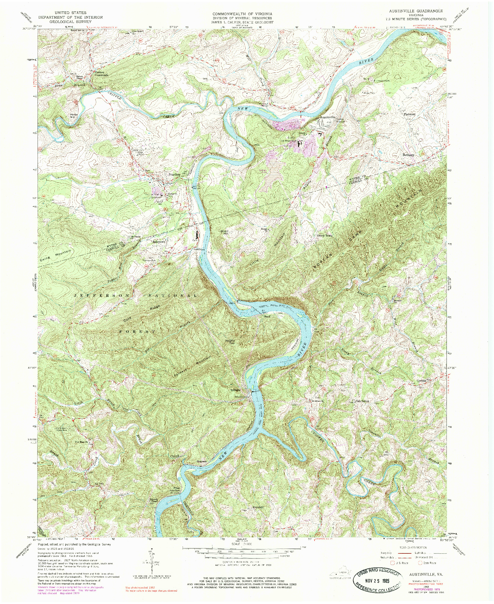 USGS 1:24000-SCALE QUADRANGLE FOR AUSTINVILLE, VA 1965