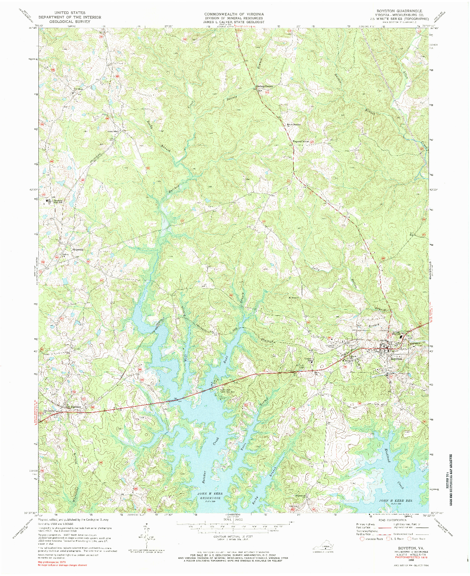 USGS 1:24000-SCALE QUADRANGLE FOR BOYDTON, VA 1968