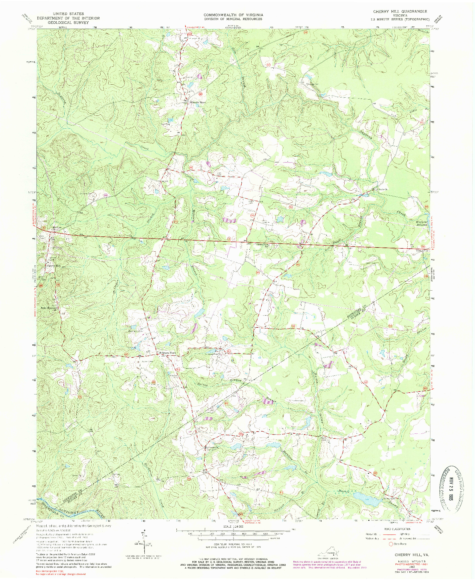 USGS 1:24000-SCALE QUADRANGLE FOR CHERRY HILL, VA 1963