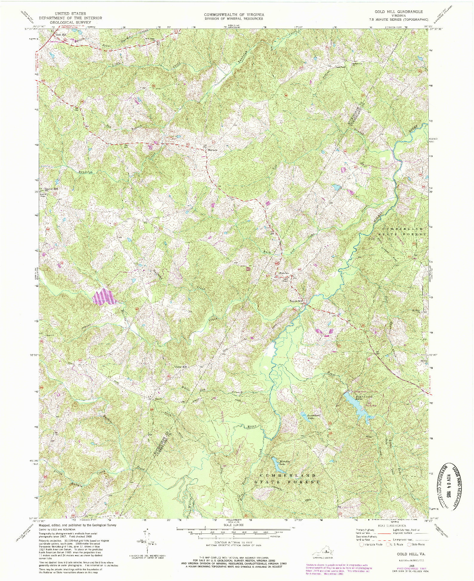 USGS 1:24000-SCALE QUADRANGLE FOR GOLD HILL, VA 1968