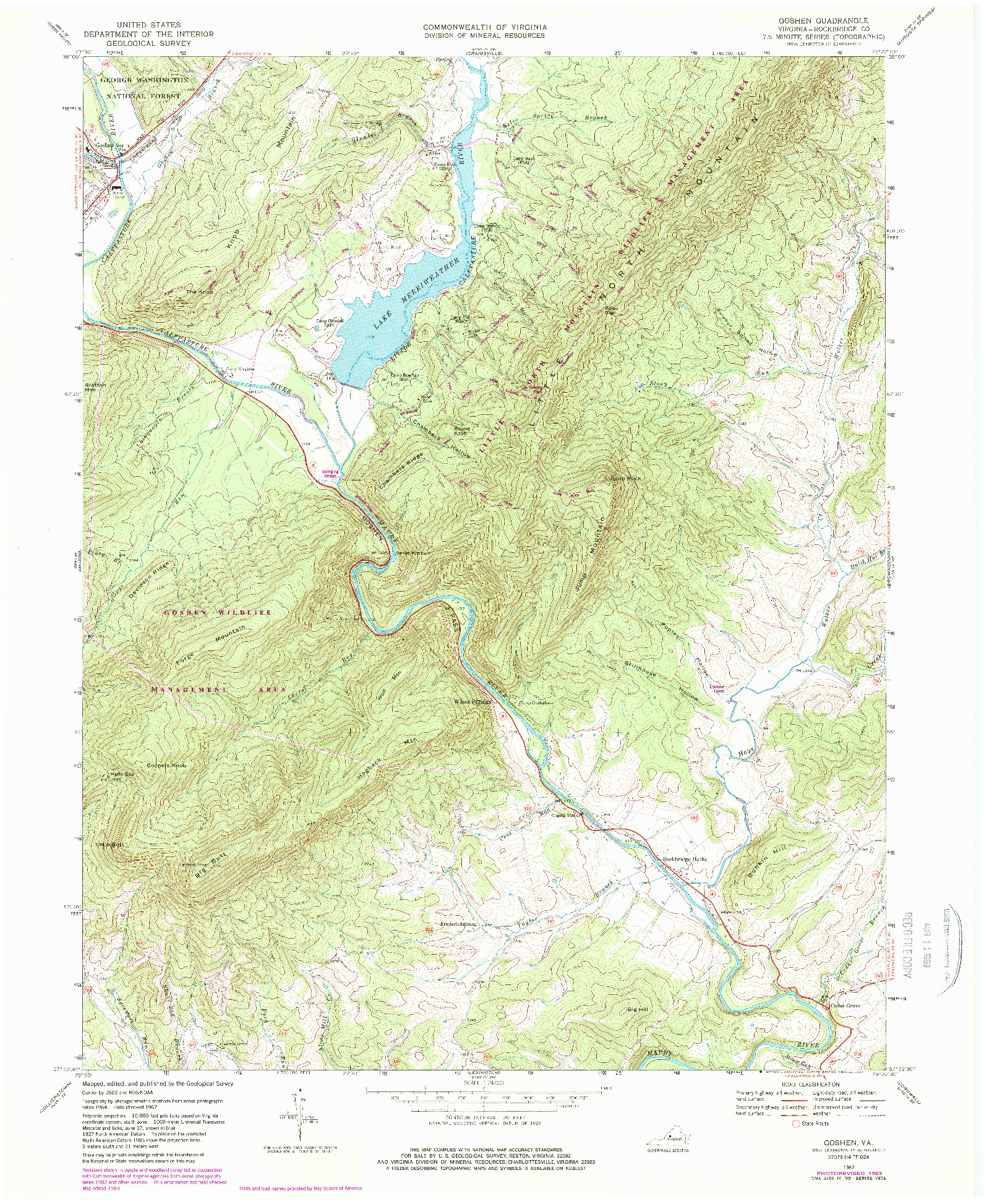 USGS 1:24000-SCALE QUADRANGLE FOR GOSHEN, VA 1967