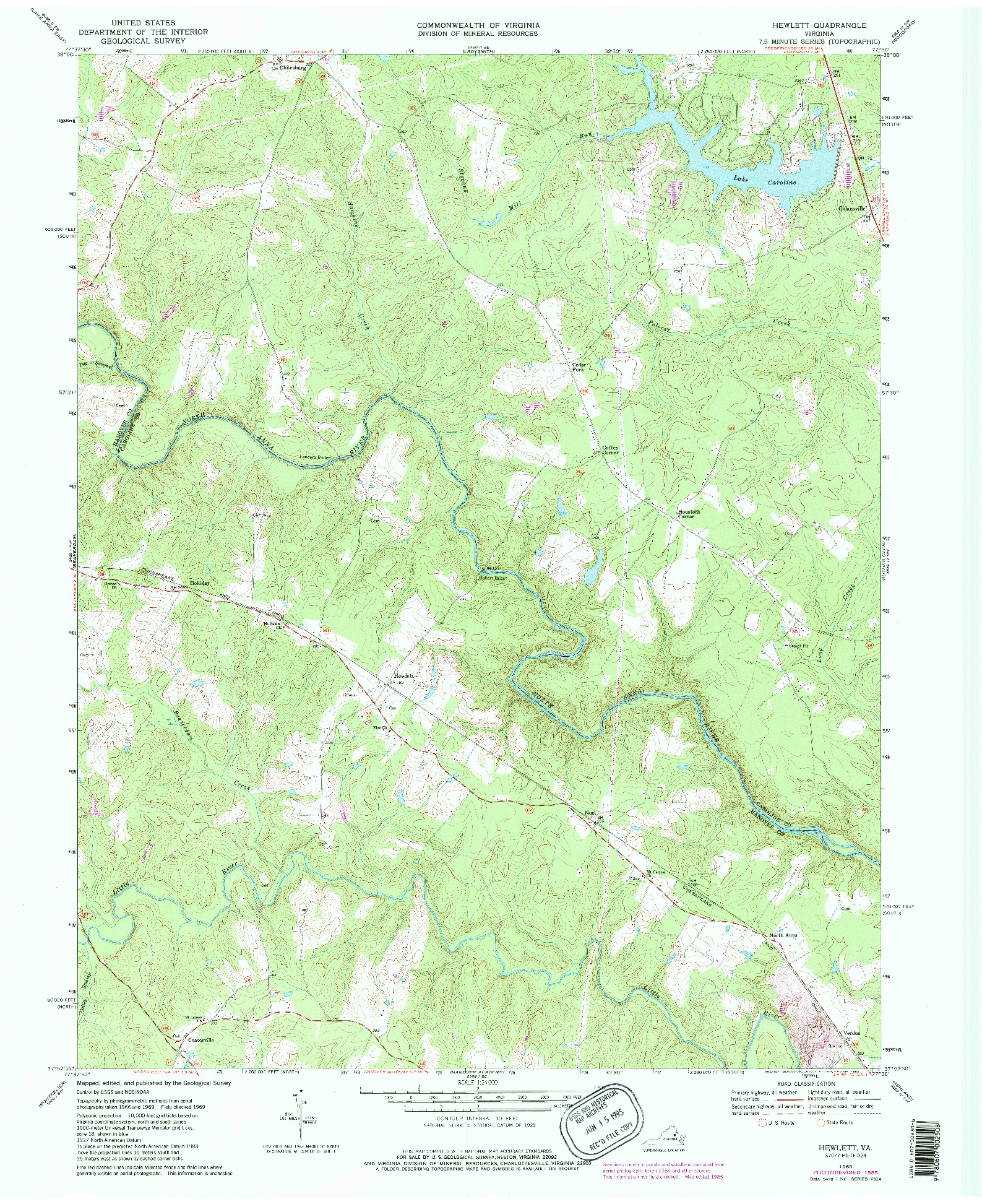 USGS 1:24000-SCALE QUADRANGLE FOR HEWLETT, VA 1969