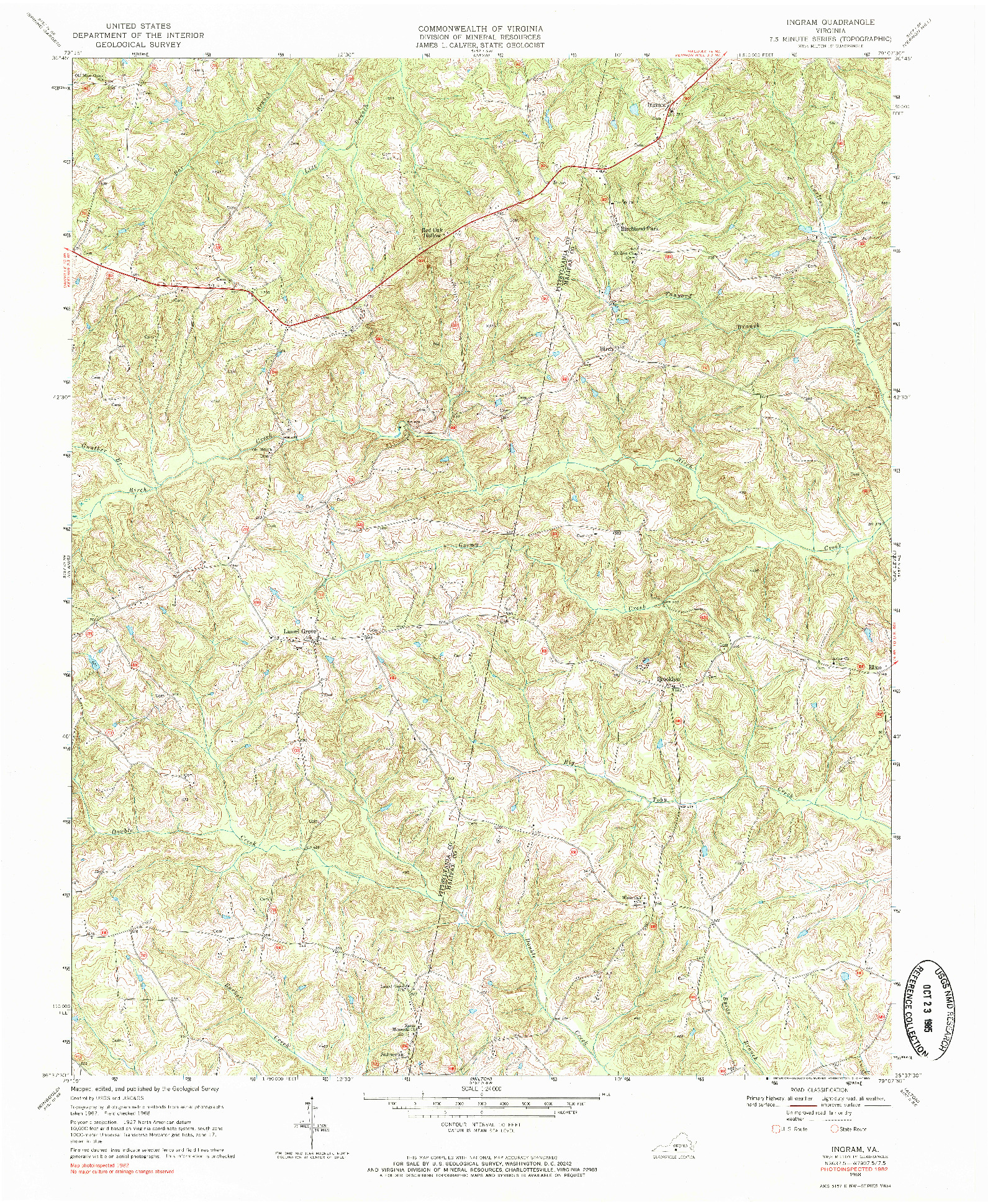 USGS 1:24000-SCALE QUADRANGLE FOR INGRAM, VA 1968