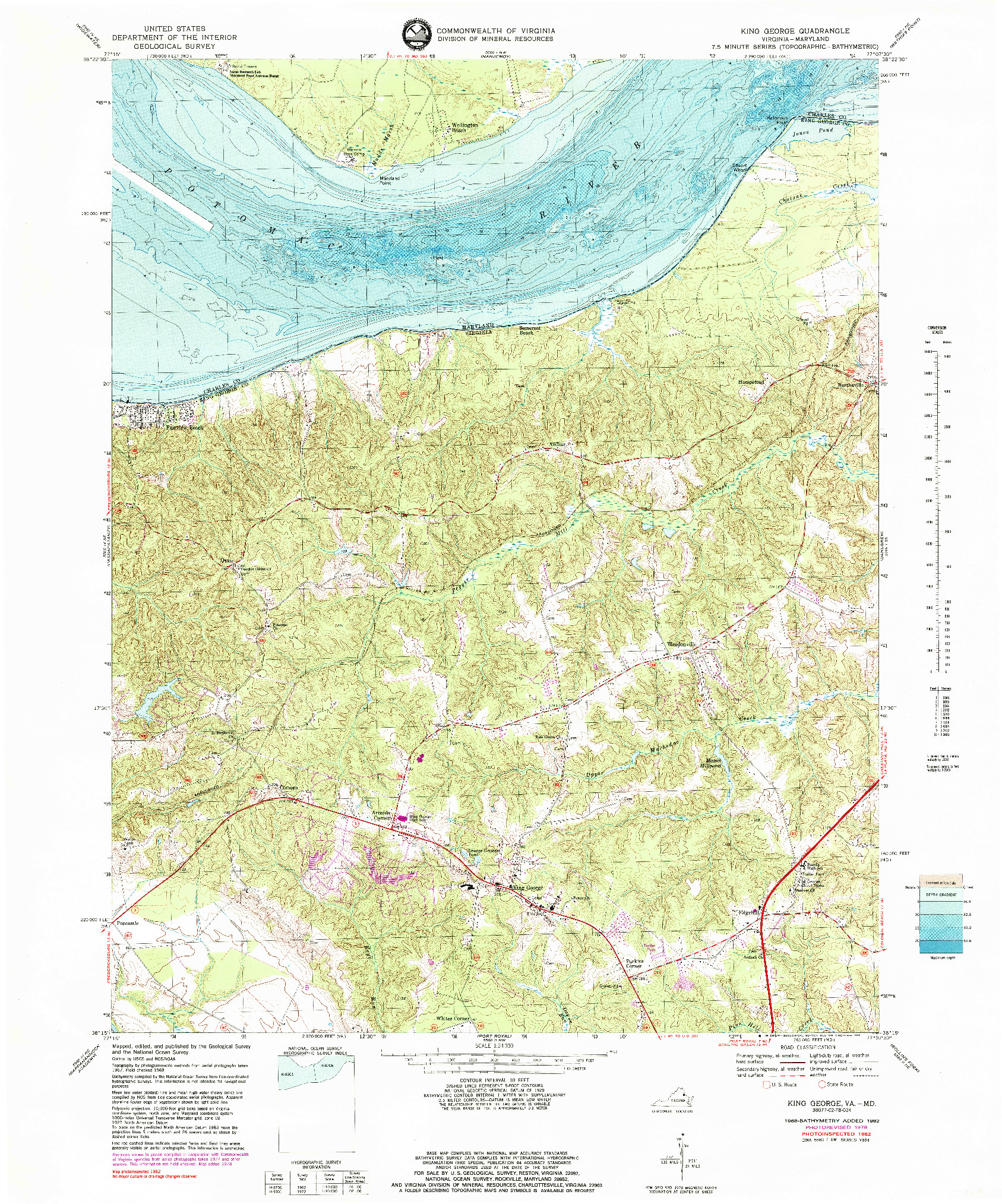 USGS 1:24000-SCALE QUADRANGLE FOR KING GEORGE, VA 1968