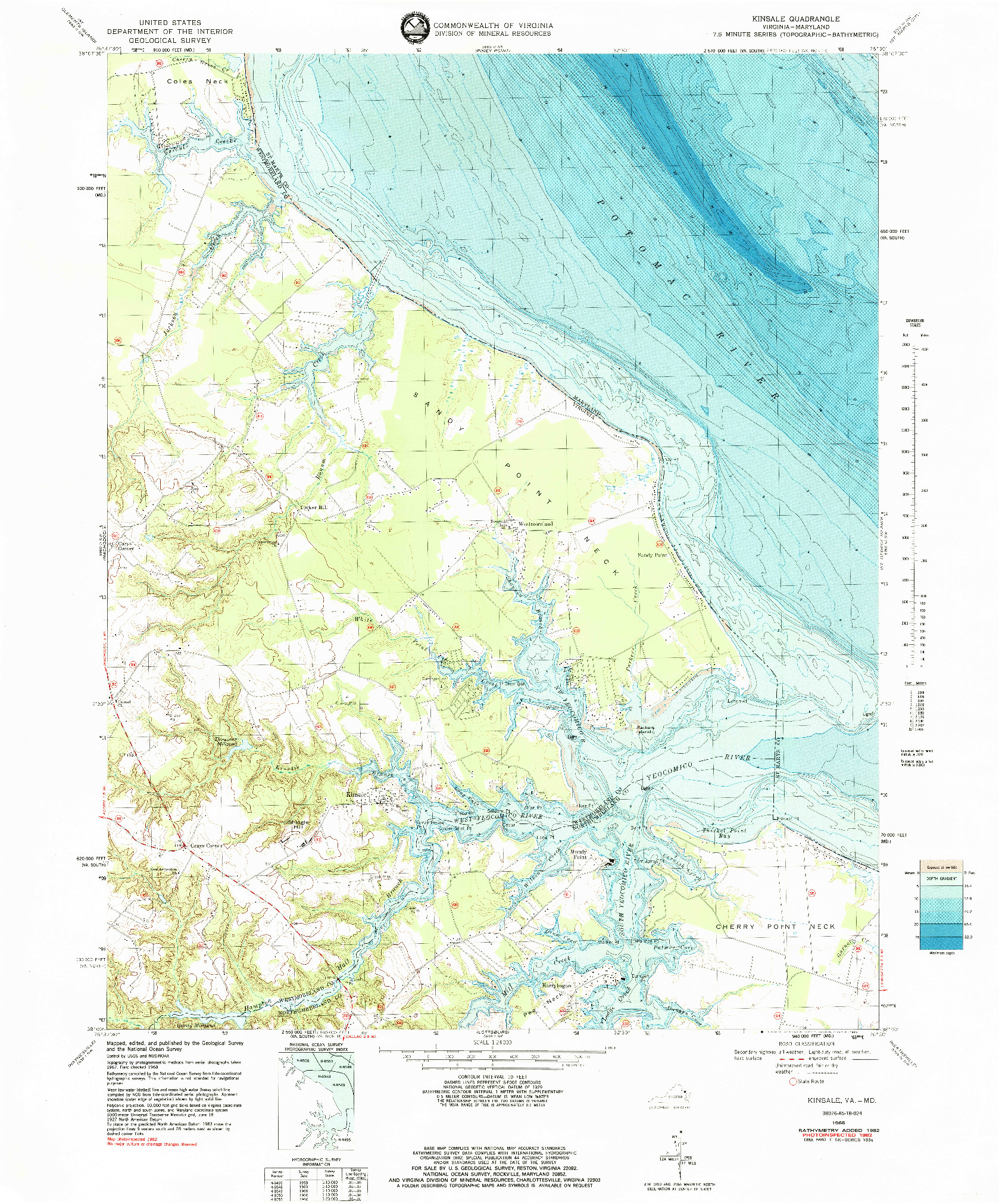 USGS 1:24000-SCALE QUADRANGLE FOR KINSALE, VA 1968