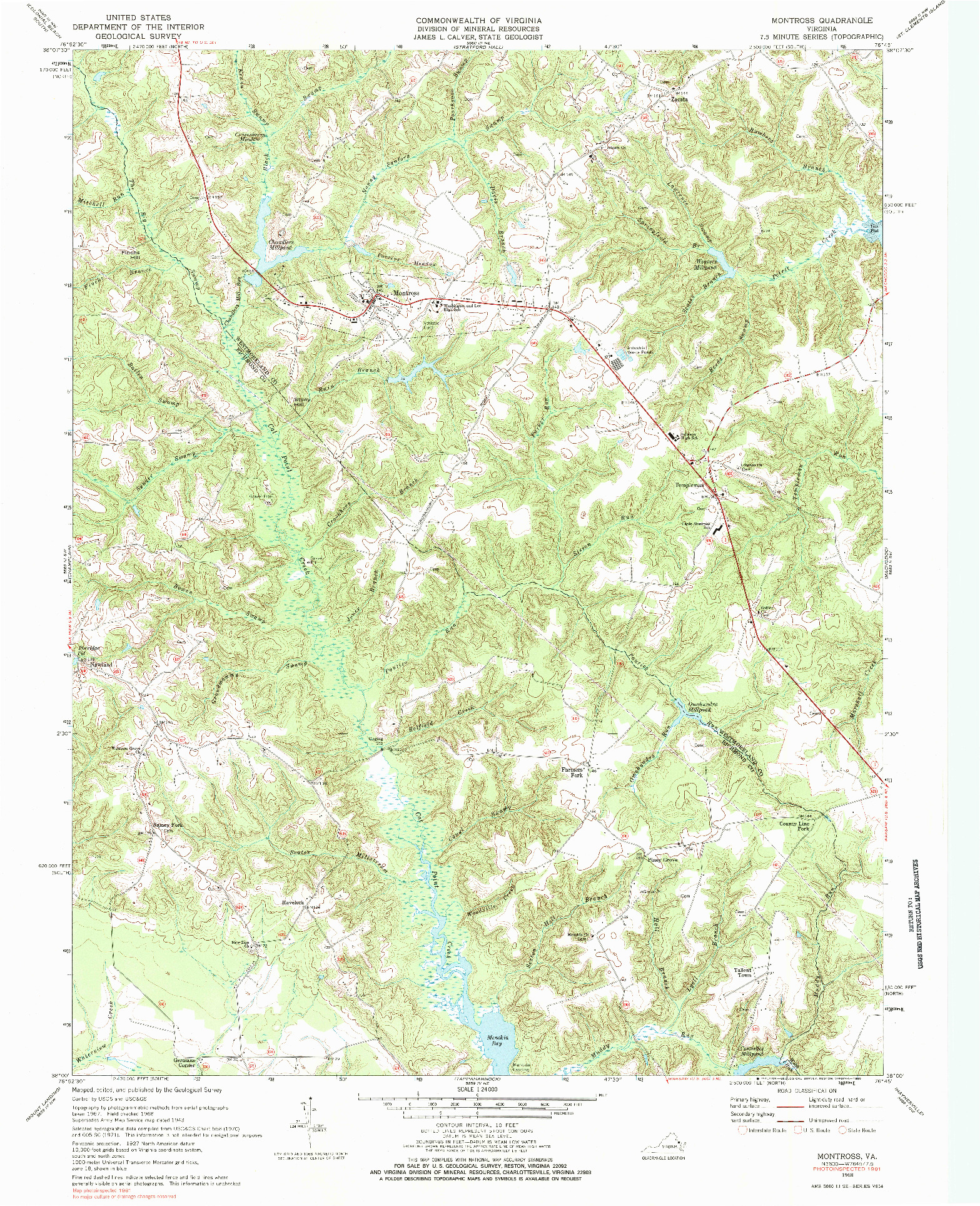 USGS 1:24000-SCALE QUADRANGLE FOR MONTROSS, VA 1968