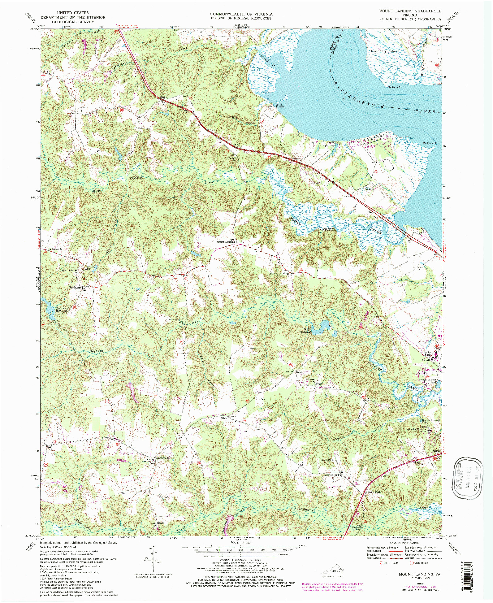 USGS 1:24000-SCALE QUADRANGLE FOR MOUNT LANDING, VA 1968