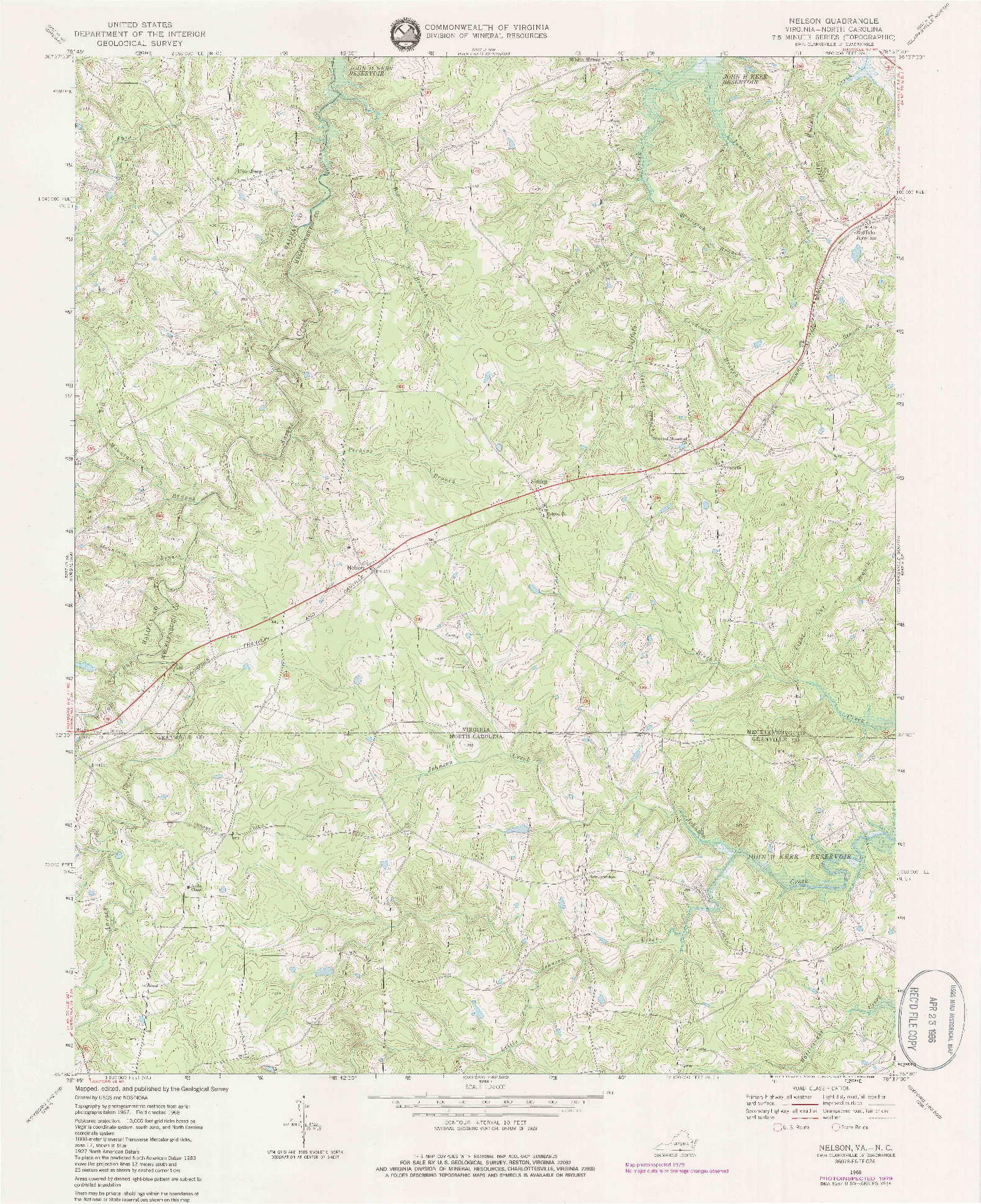 USGS 1:24000-SCALE QUADRANGLE FOR NELSON, VA 1968