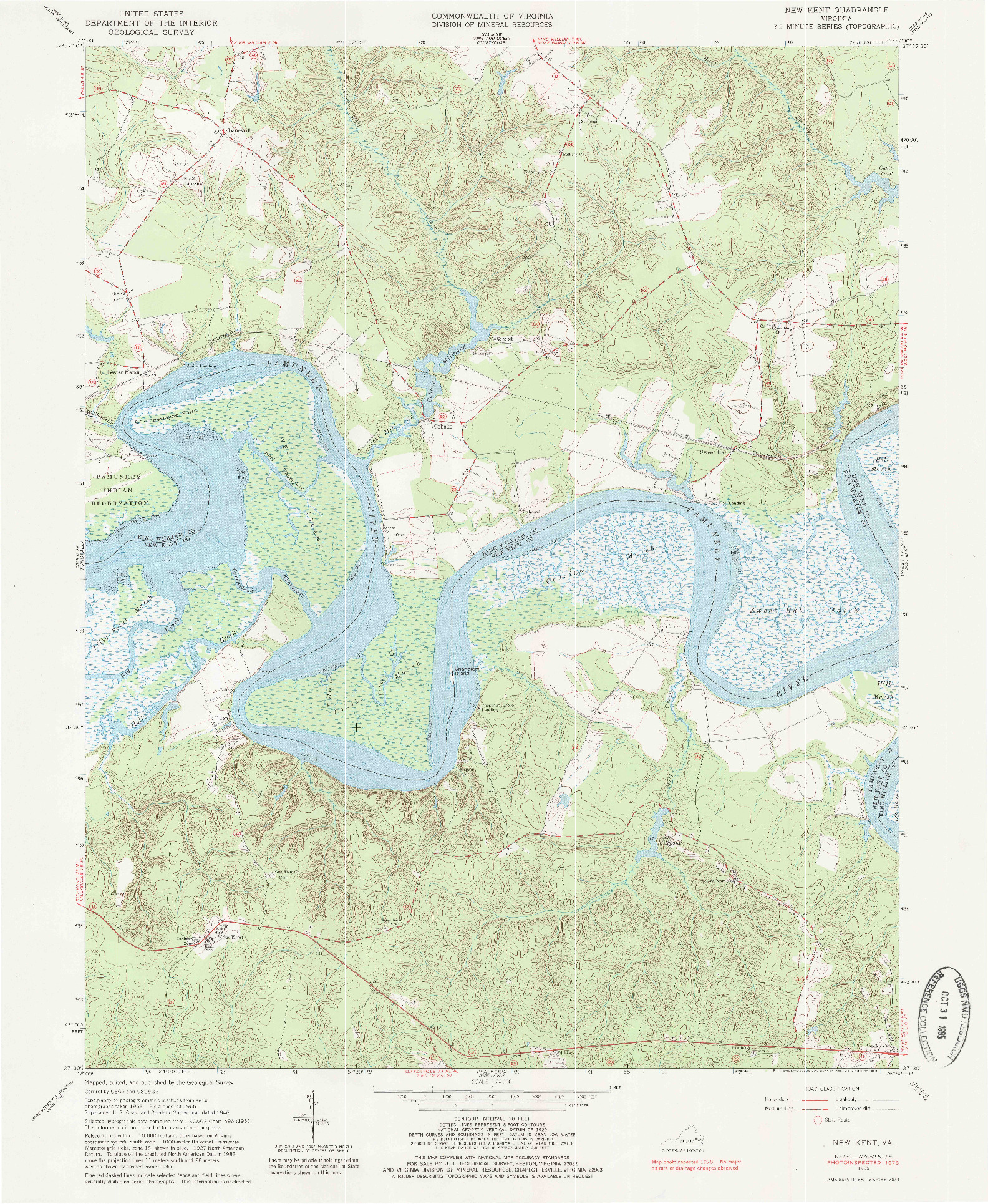 USGS 1:24000-SCALE QUADRANGLE FOR NEW KENT, VA 1965