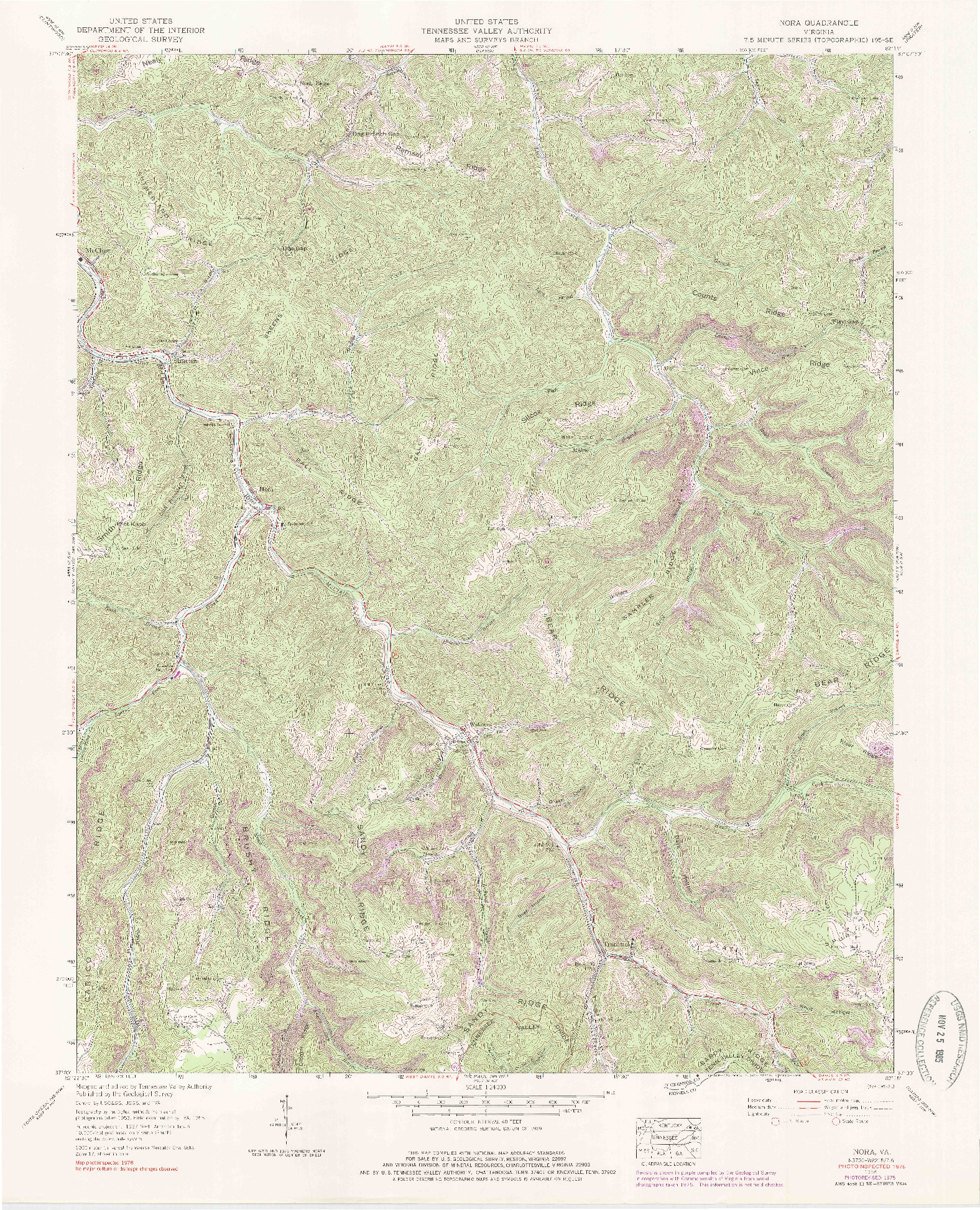 USGS 1:24000-SCALE QUADRANGLE FOR NORA, VA 1958