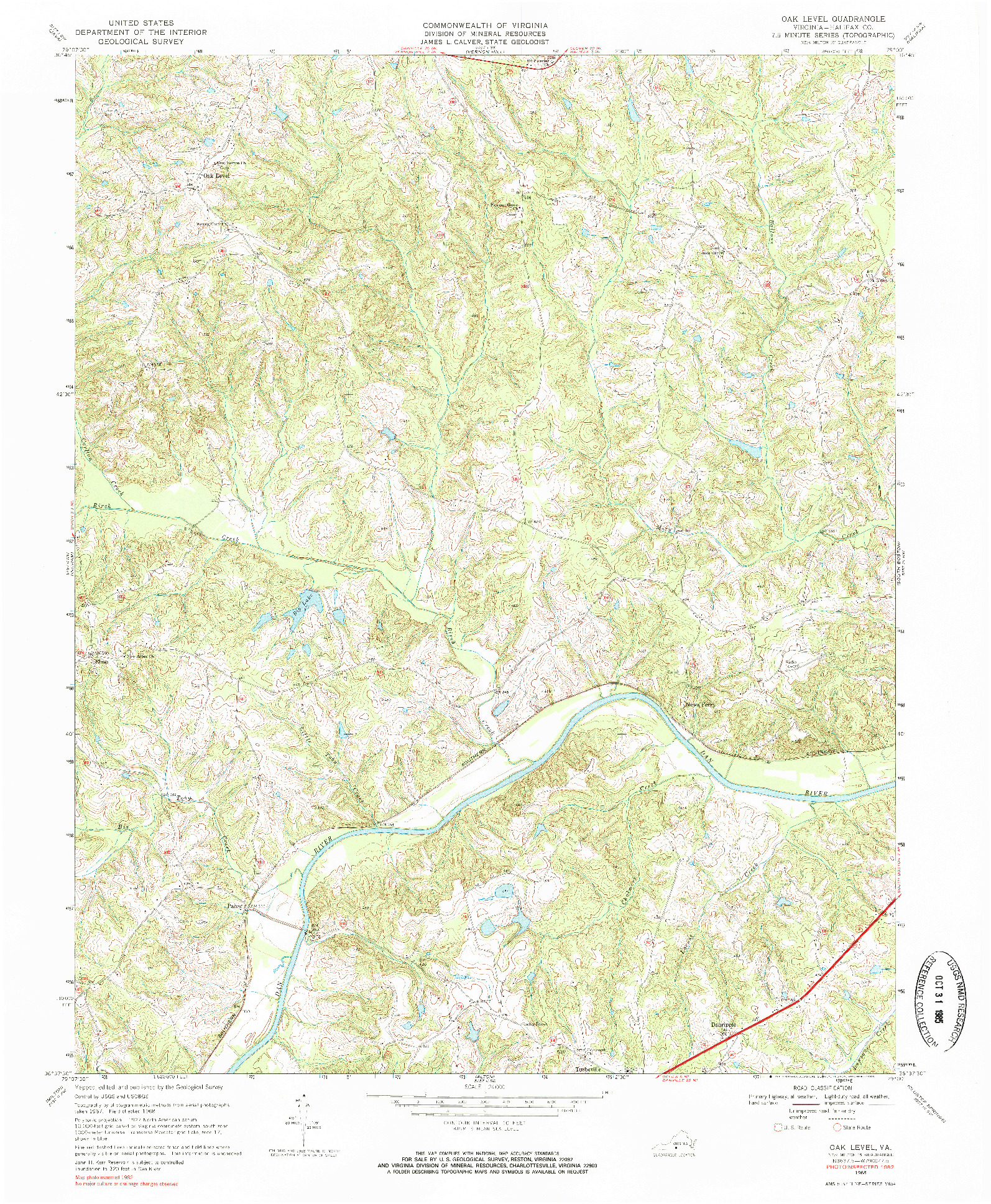 USGS 1:24000-SCALE QUADRANGLE FOR OAK LEVEL, VA 1968