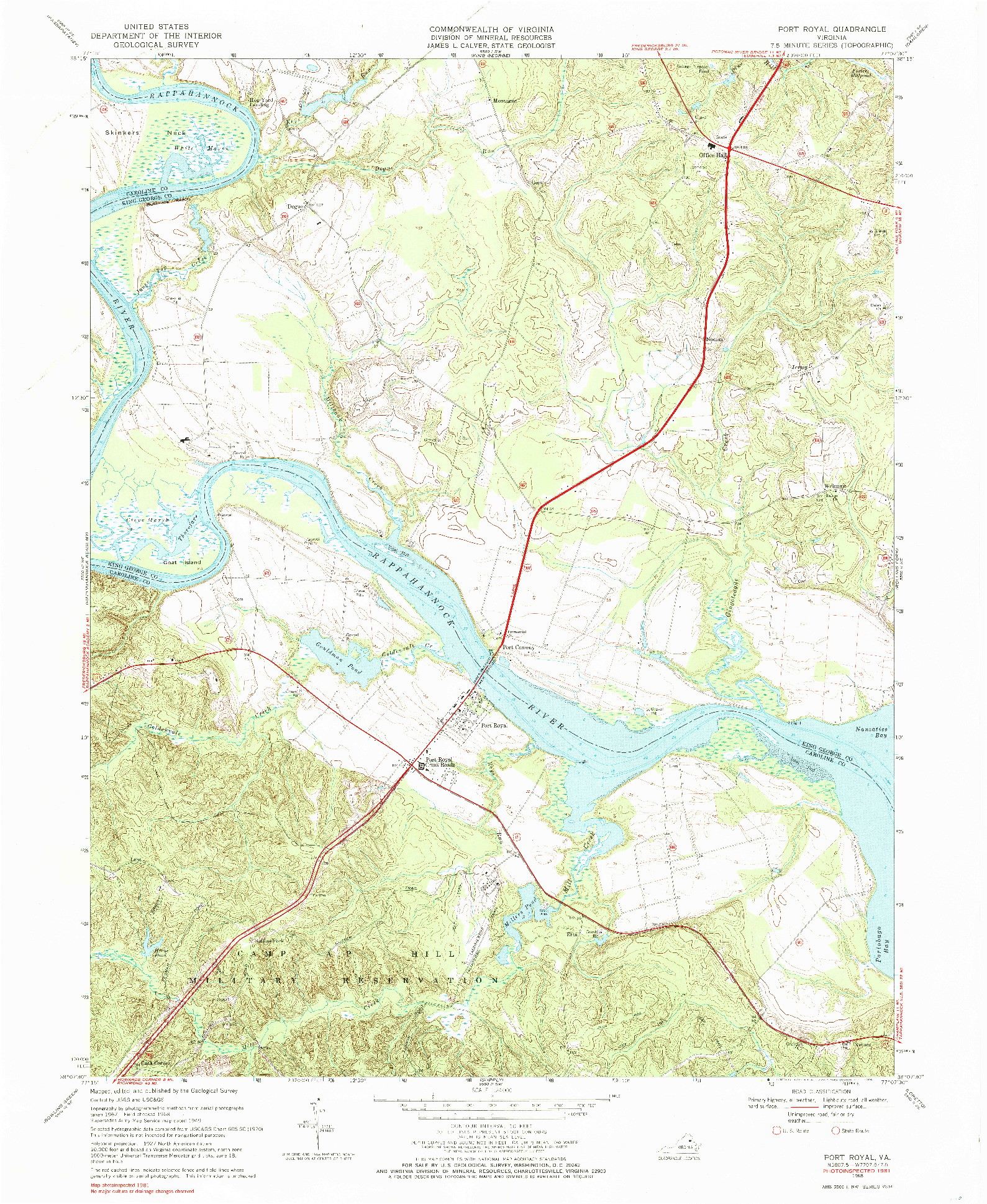 USGS 1:24000-SCALE QUADRANGLE FOR PORT ROYAL, VA 1968