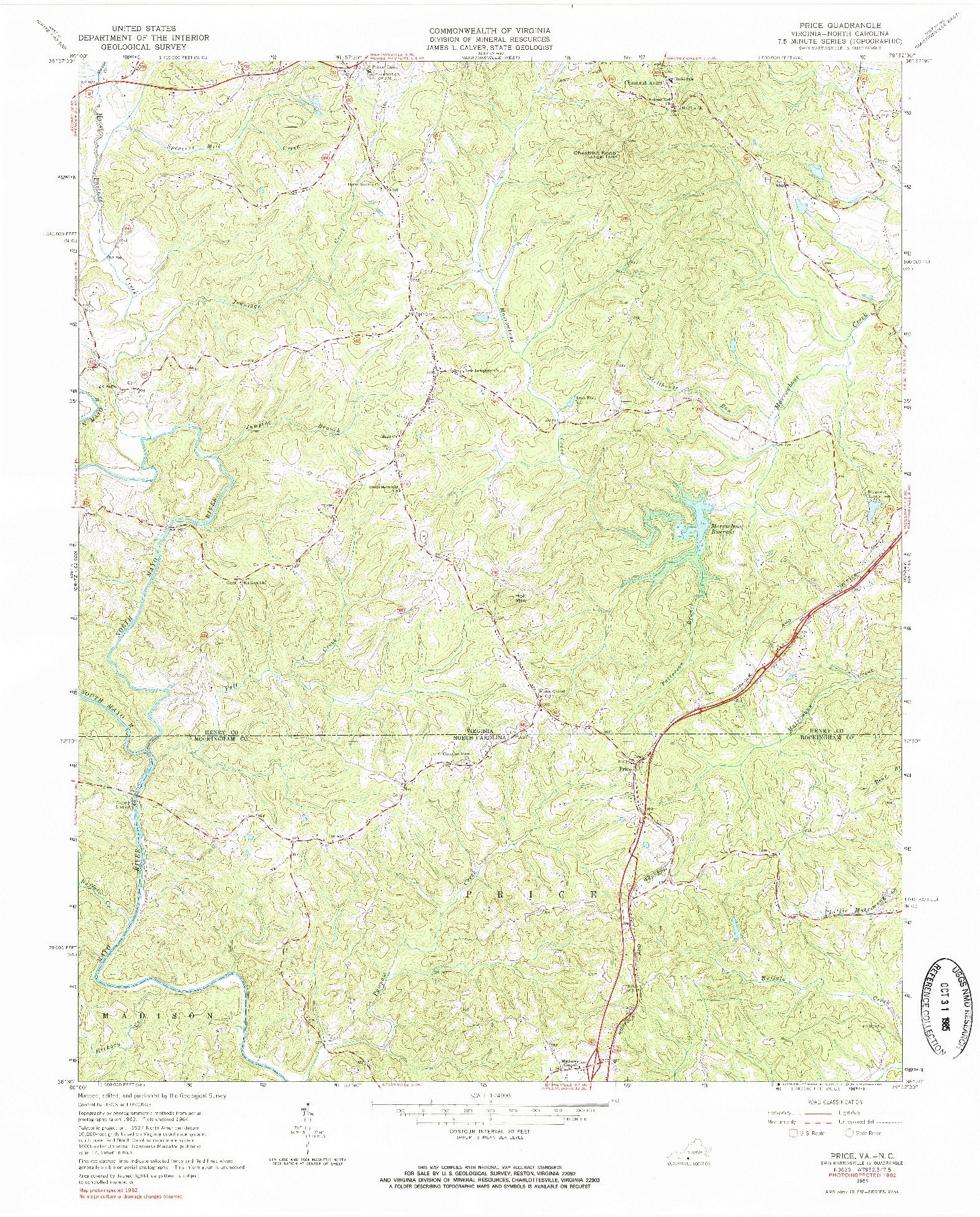 USGS 1:24000-SCALE QUADRANGLE FOR PRICE, VA 1964