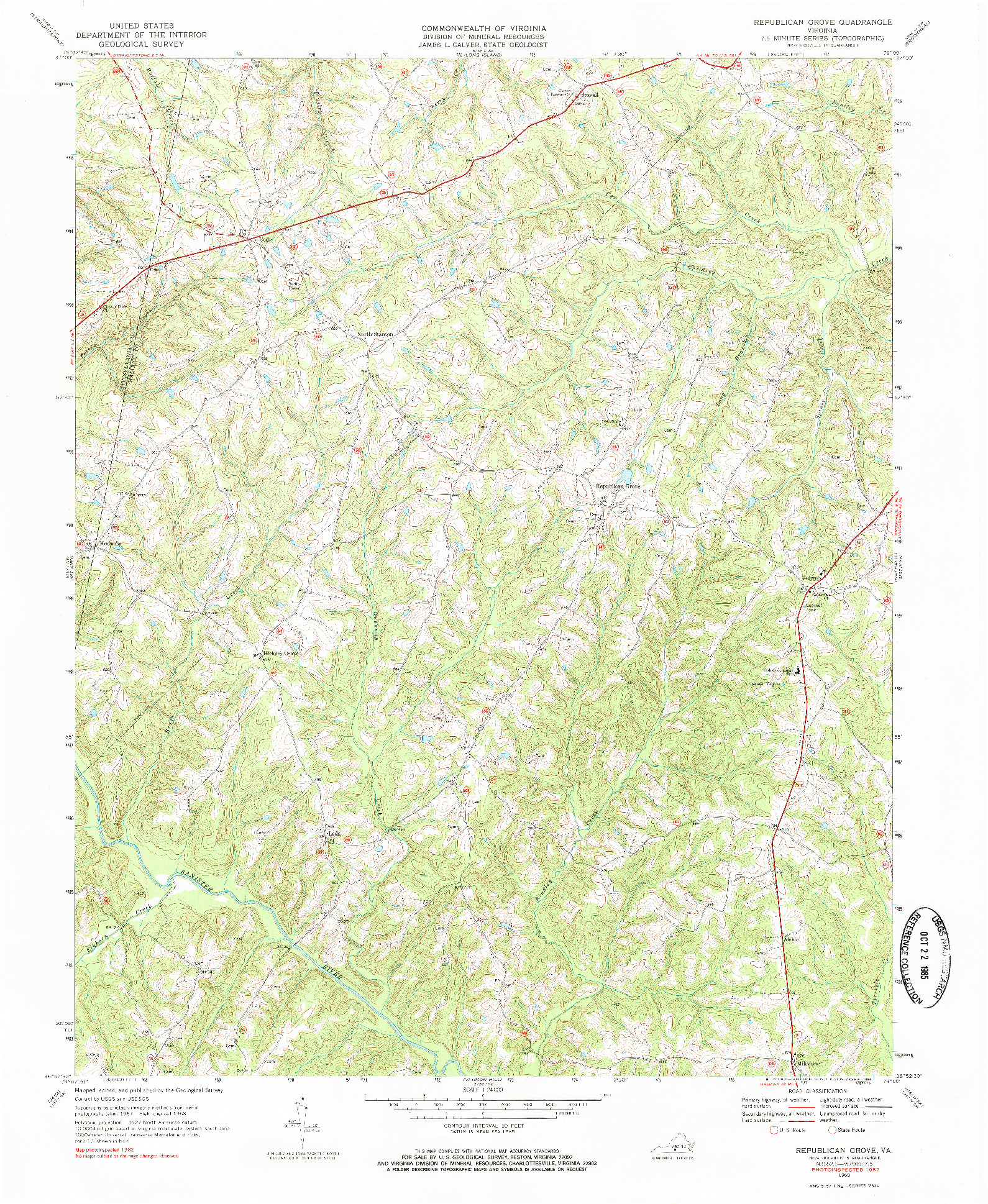 USGS 1:24000-SCALE QUADRANGLE FOR REPUBLICAN GROVE, VA 1968