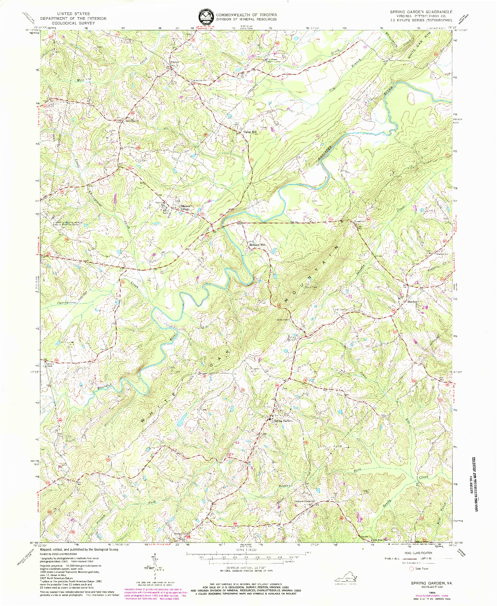 USGS 1:24000-SCALE QUADRANGLE FOR SPRING GARDEN, VA 1964