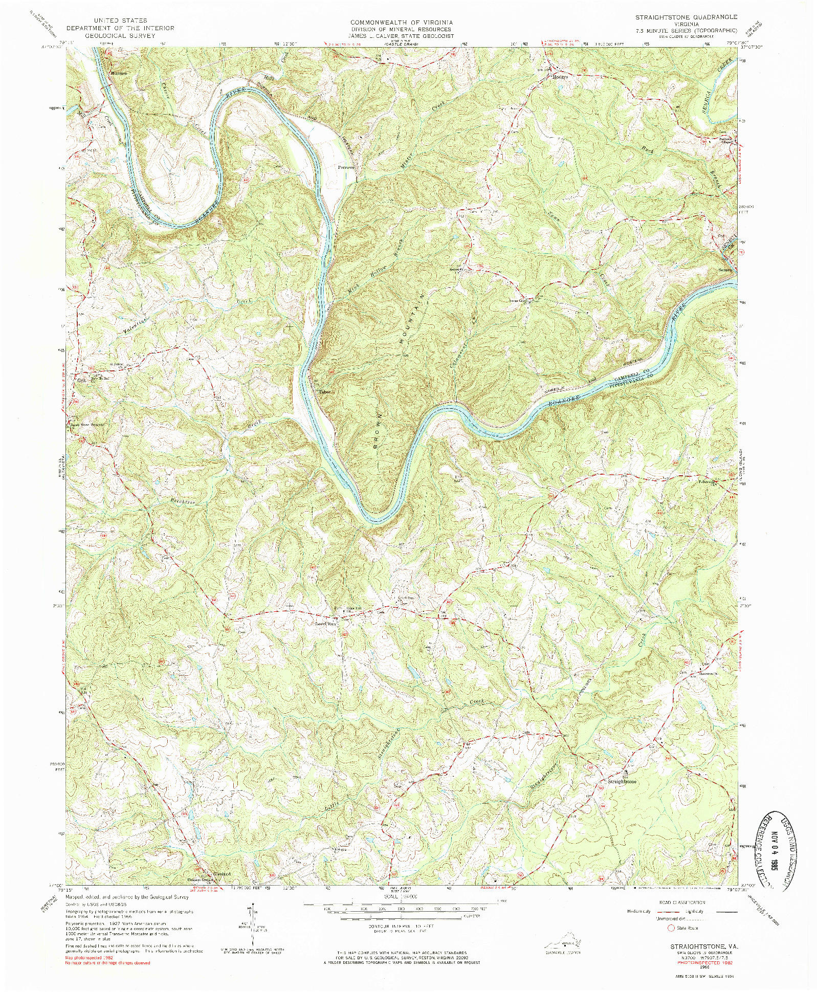 USGS 1:24000-SCALE QUADRANGLE FOR STRAIGHTSTONE, VA 1966