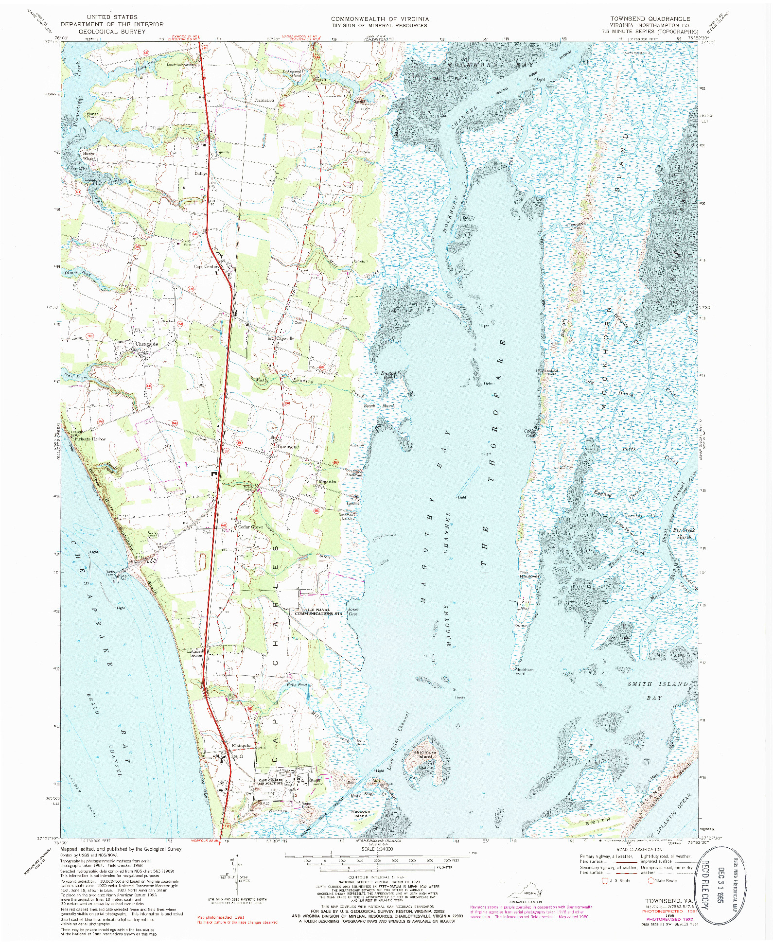 USGS 1:24000-SCALE QUADRANGLE FOR TOWNSEND, VA 1968