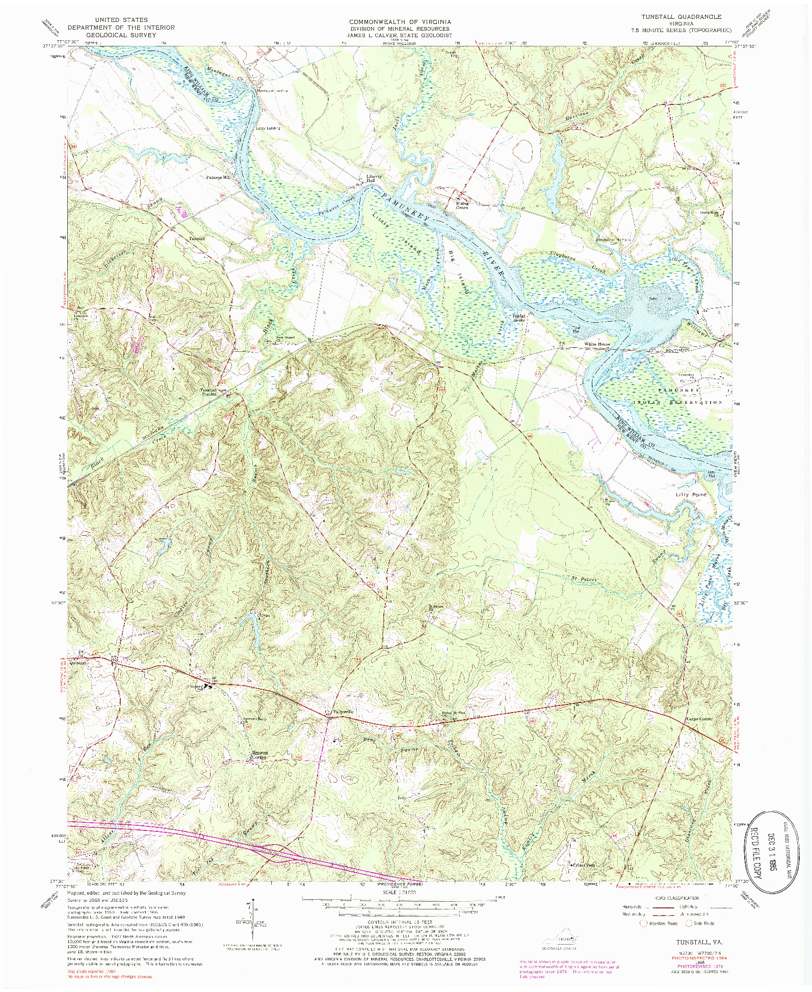 USGS 1:24000-SCALE QUADRANGLE FOR TUNSTALL, VA 1966