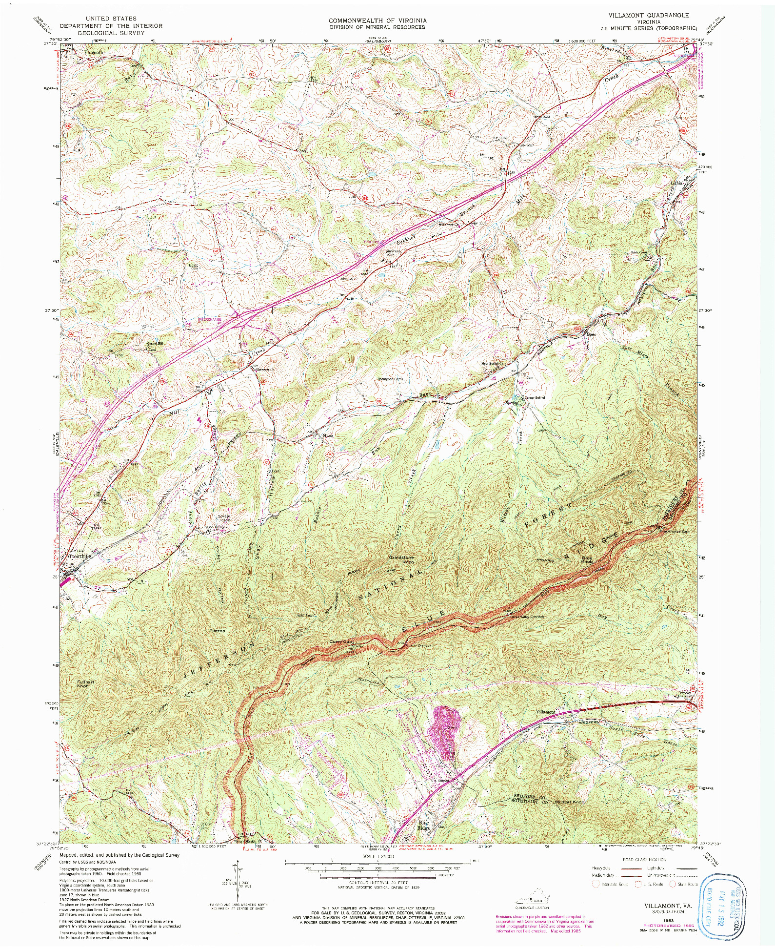 USGS 1:24000-SCALE QUADRANGLE FOR VILLAMONT, VA 1963