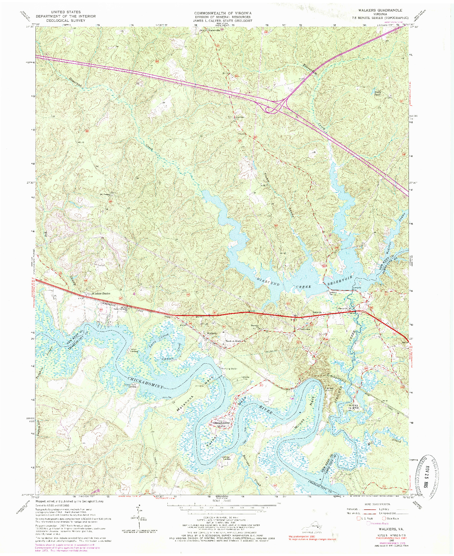 USGS 1:24000-SCALE QUADRANGLE FOR WALKERS, VA 1965